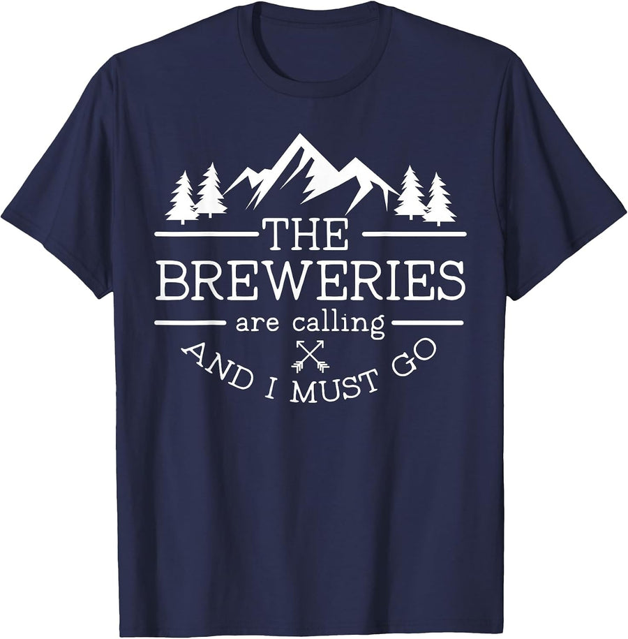 Craft Beer Tour Breweries are Calling and I Must Go T-Shirt - Navy Blue