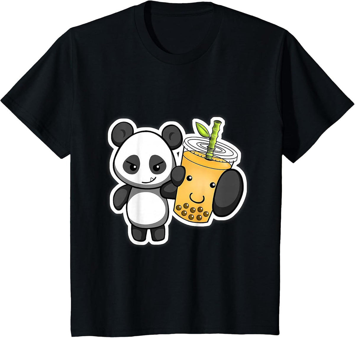 Panda Bear Bubble Boba Tea Woke Kawaii Anime Chinese Zodiac T-Shirt - Black