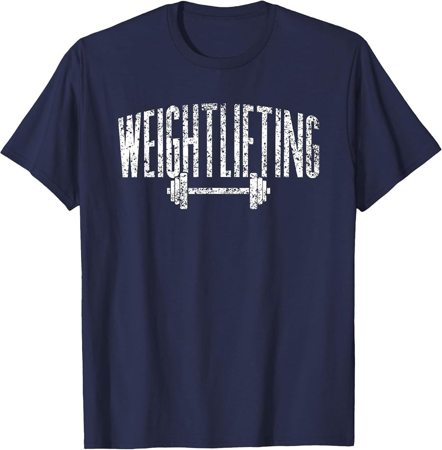Weightlifting Gym Lift Workout T-Shirt - Navy Blue