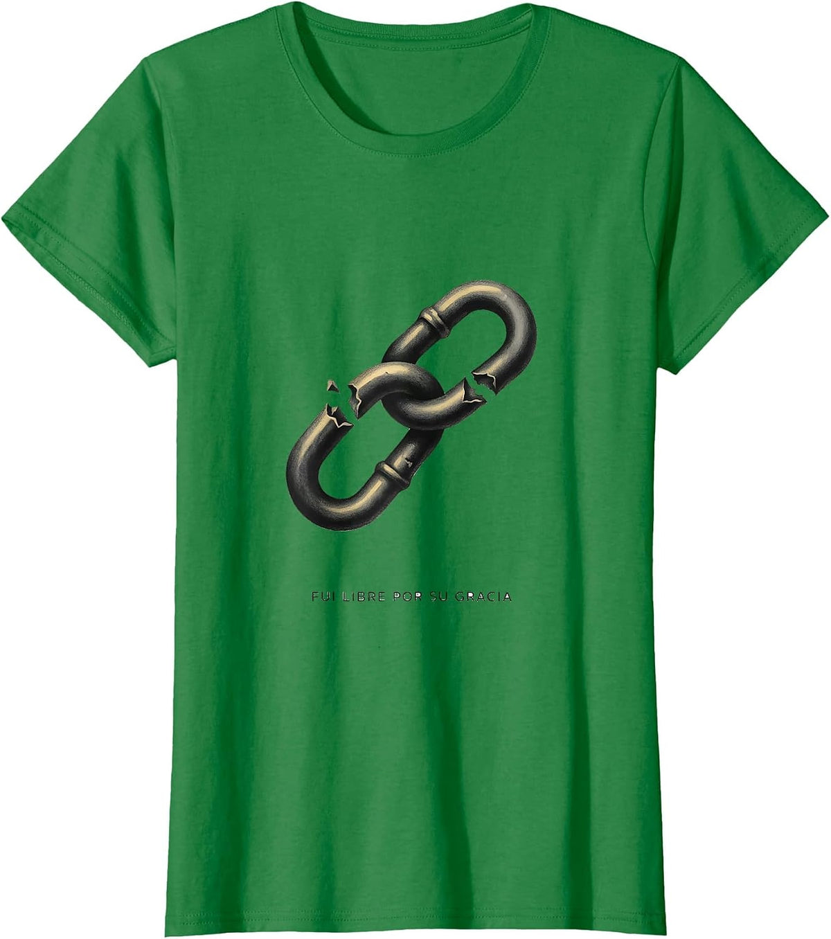Women's Fui Libre Por Su Gracia Spanish Christian Faith Bible Verse T-Shirt - Kelly Green