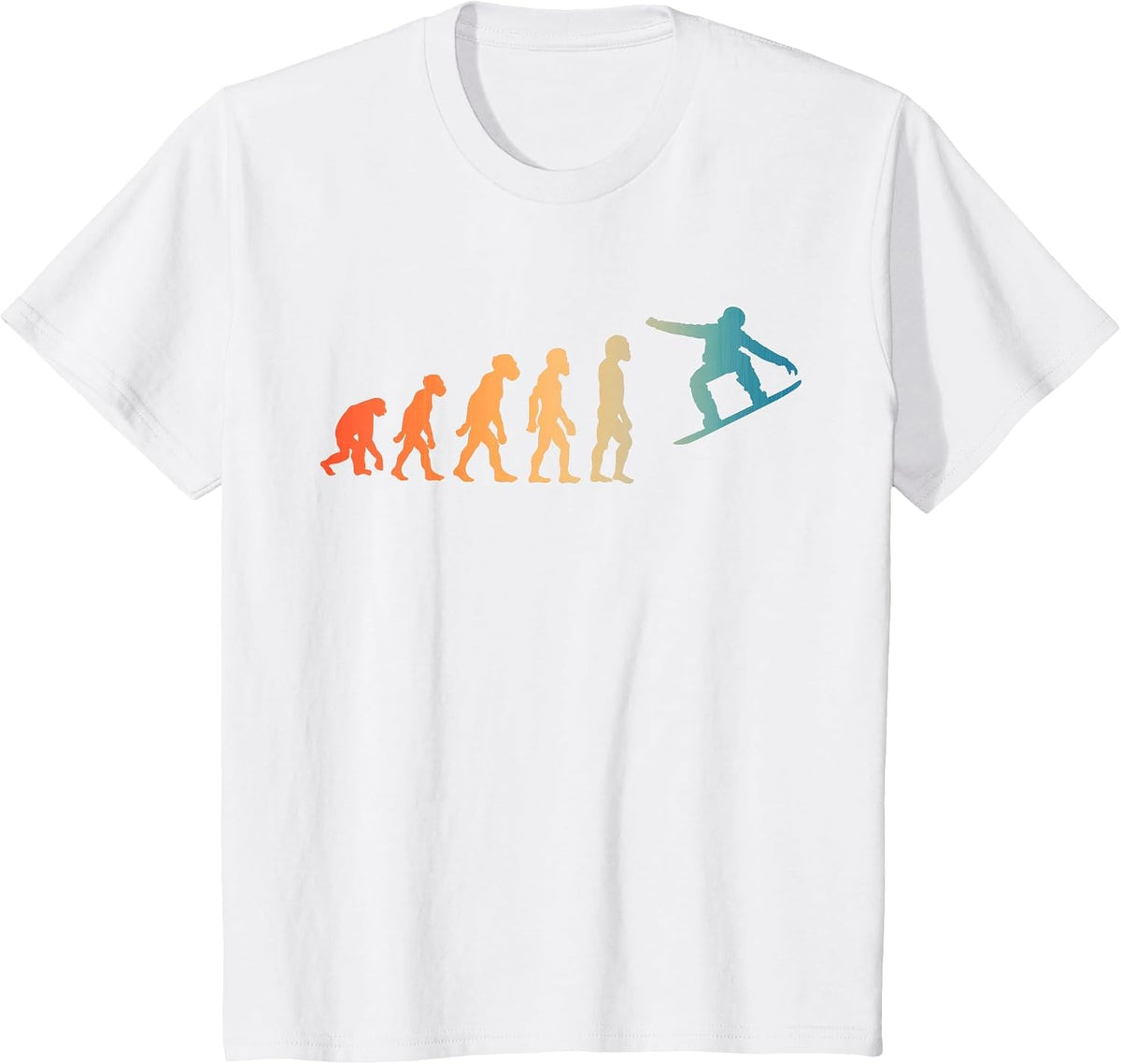 Funny Human Snowboarding Evolution Snowboarder Women Men T-Shirt - White