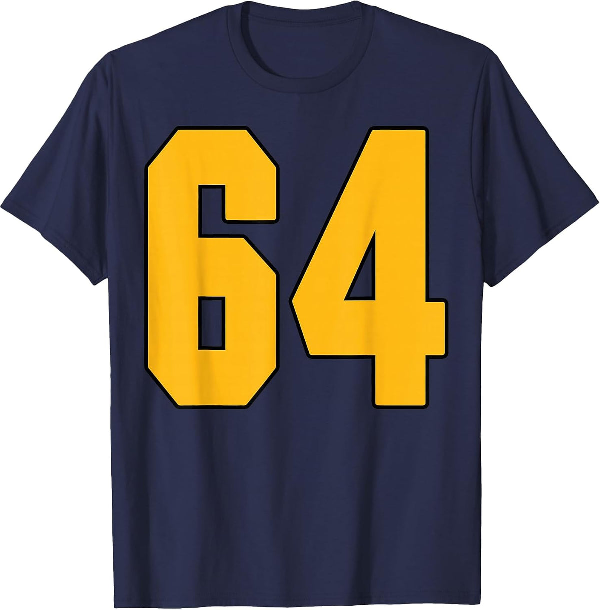 Gold Number 64 Jersey Big #64 Uniform Favorite Player T-Shirt - Navy Blue