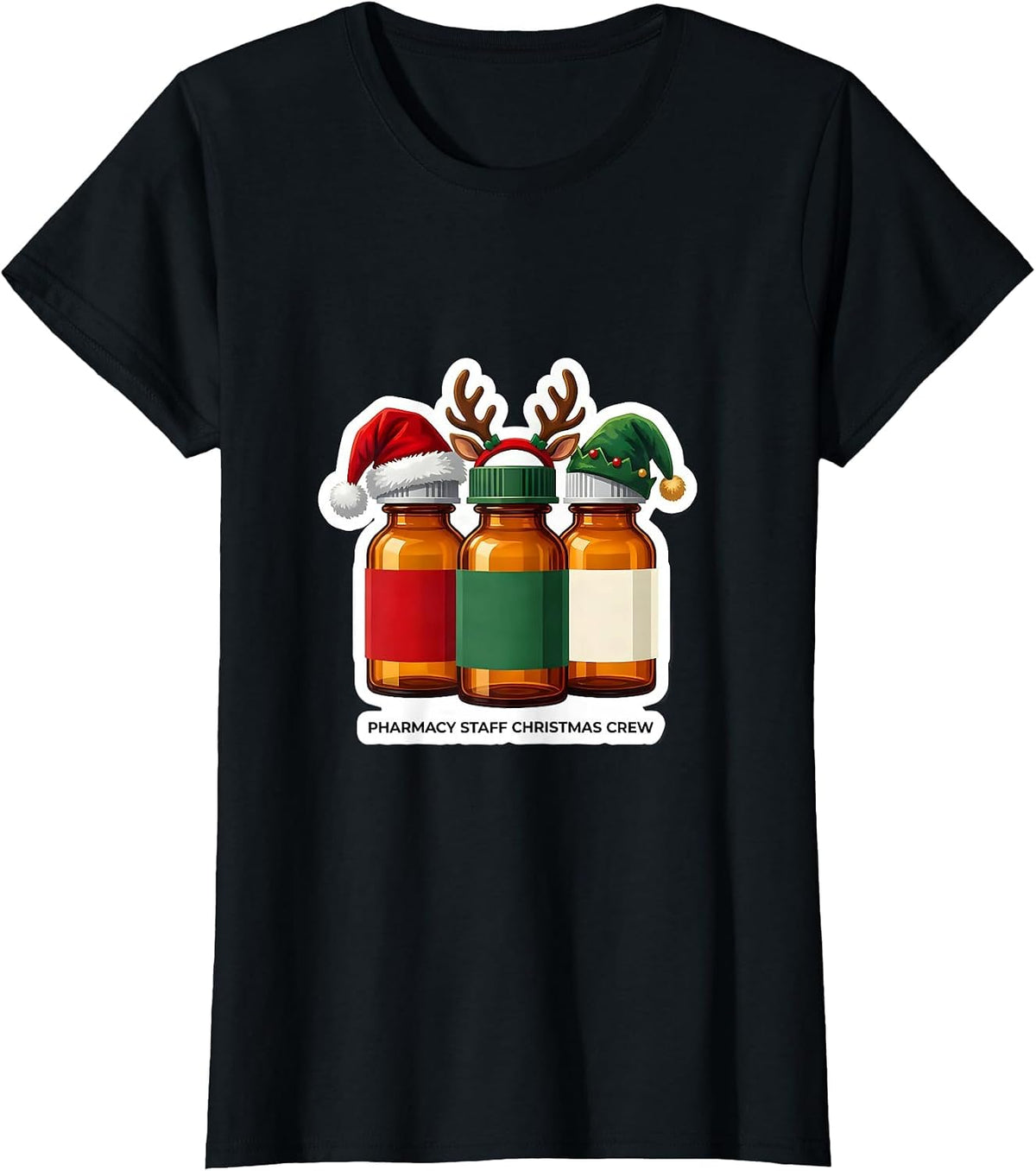 Pharmacy Staff Christmas Crew Funny Pharmacy Squad Holiday T-Shirt - Black