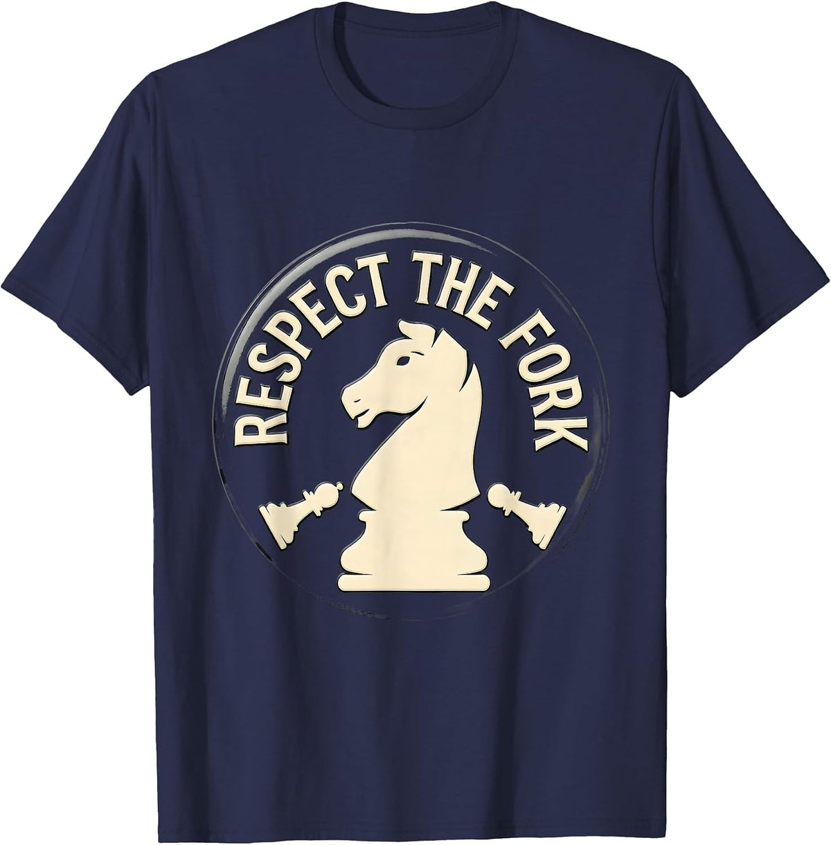 Respect The Fork Funny Chess Player Gift Chess Lover Humor T-Shirt - Navy Blue