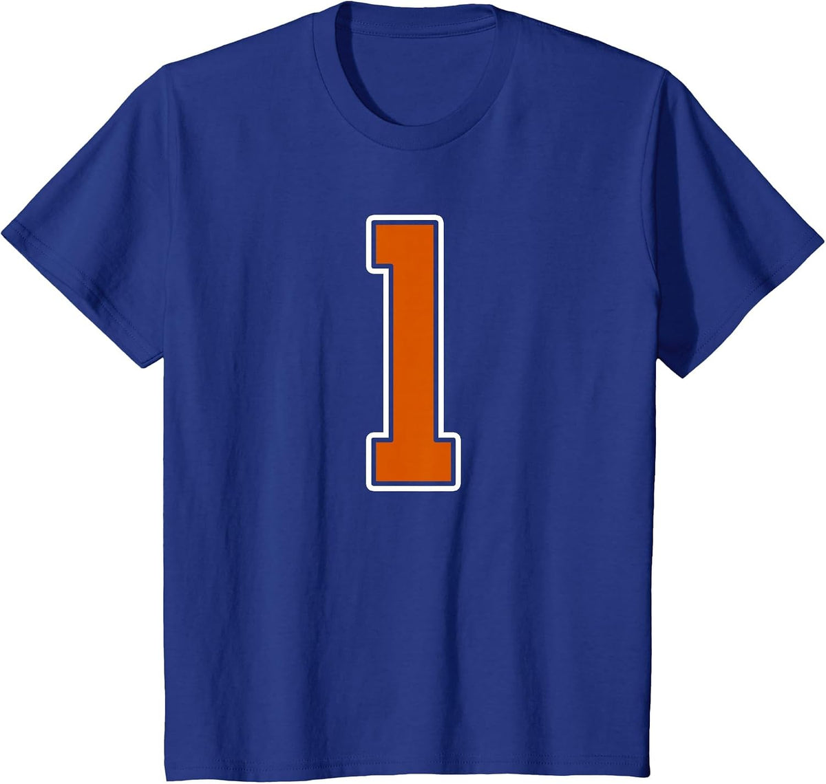 Burnt Orange White Number 1 Jersey Player Uniform #1 T-Shirt - Royal Blue