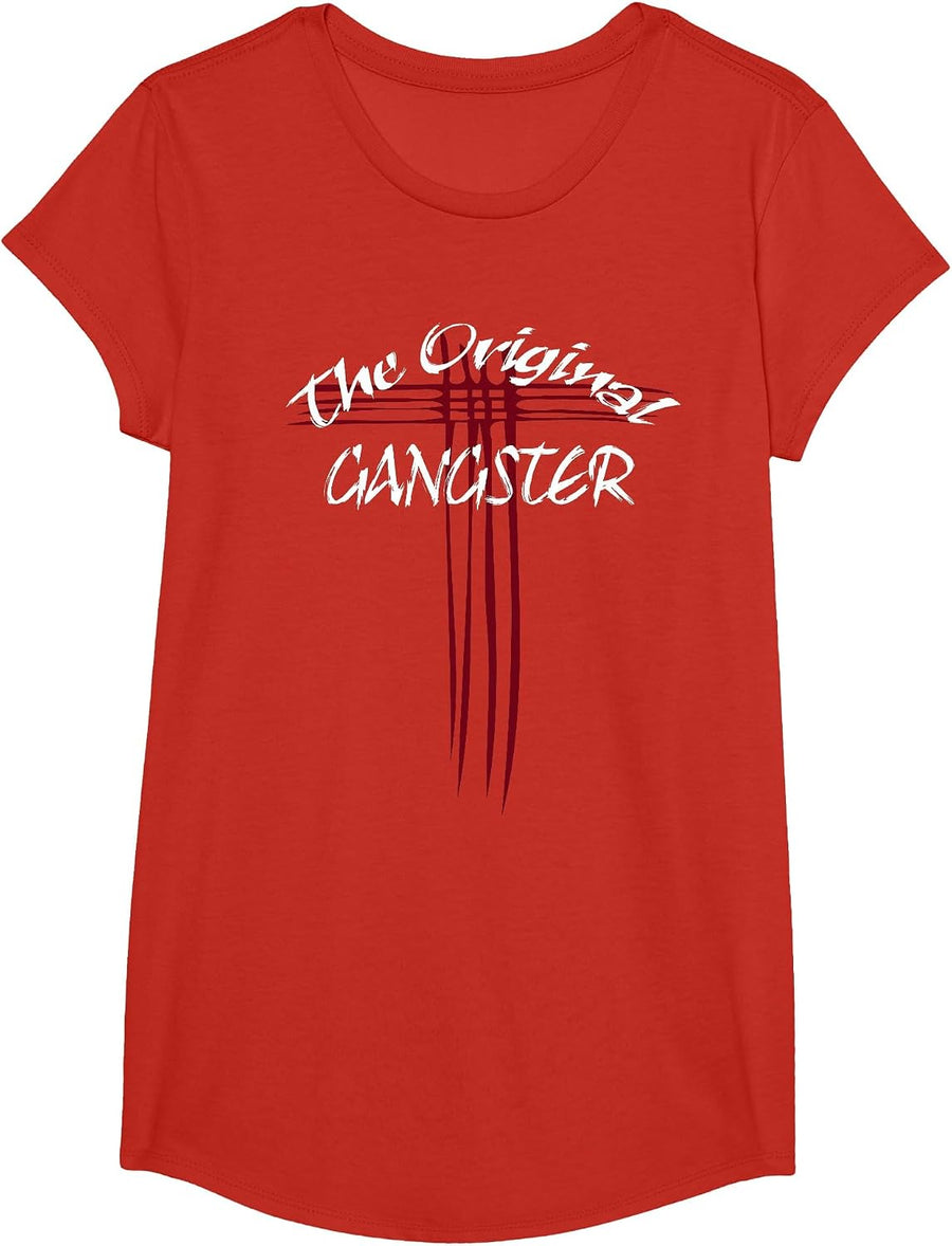 The Original Gangster Jesus Christ Cross Easter T-Shirt T-Shirt - Girls Red