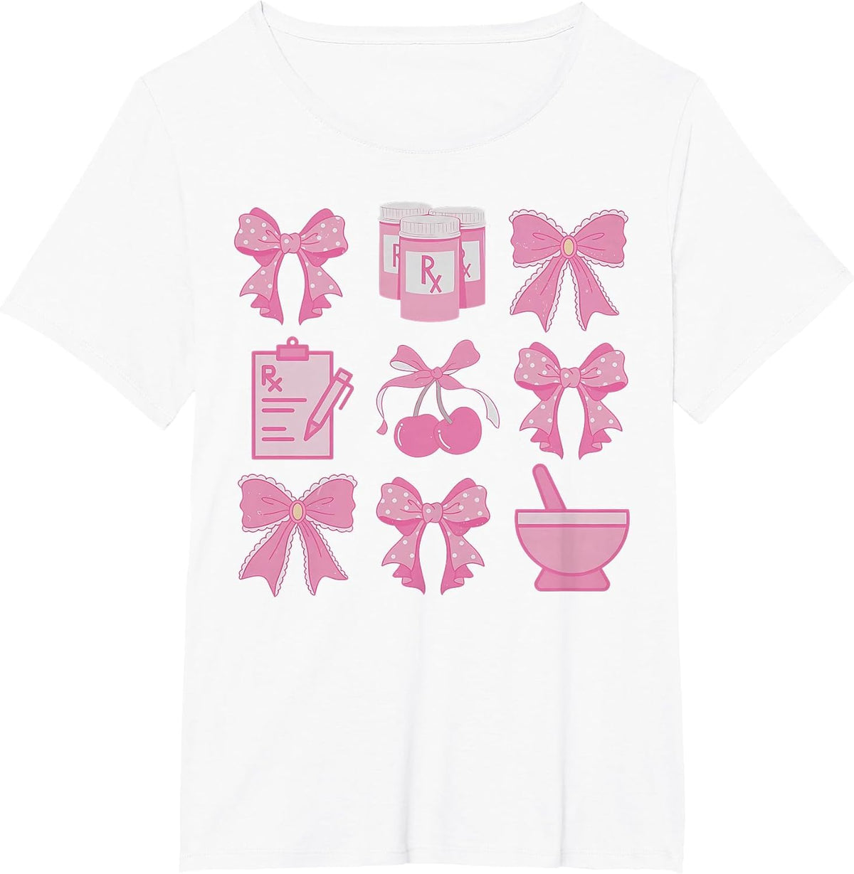 Pink Coquette Bow Pharmacist Pharmacy Technician PharmD T-Shirt - White
