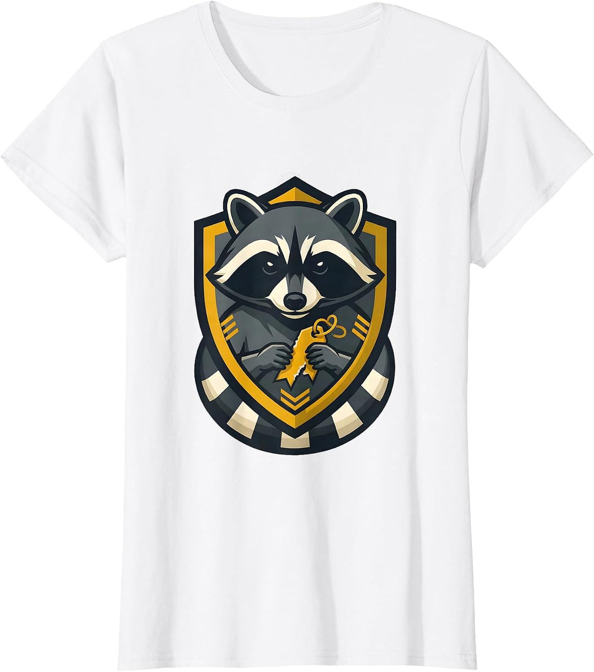 Women's Trash Panda Raccoon Mascot Logo Funny Humor T-Shirt - White