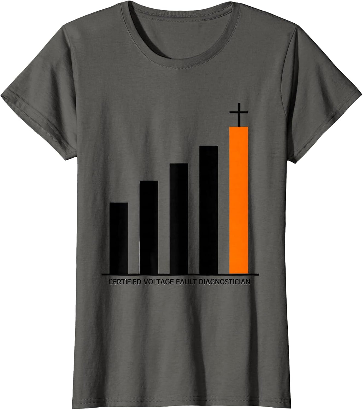 Women's Certified Voltage Fault Diagnostician Funny Mechanic Auto T-Shirt - Asphalt Grey