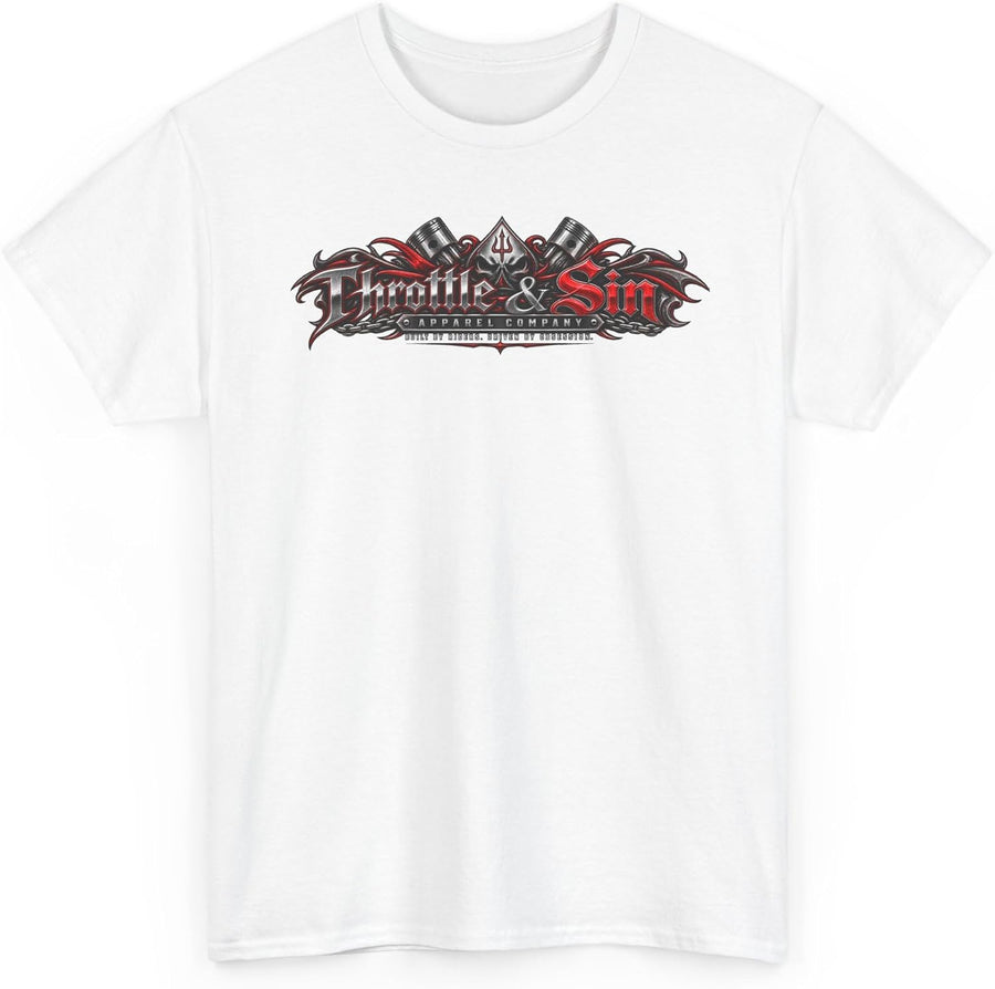 Throttle & Sin Mechanic Garage Shirt | Blue Collar Built Different tee - White