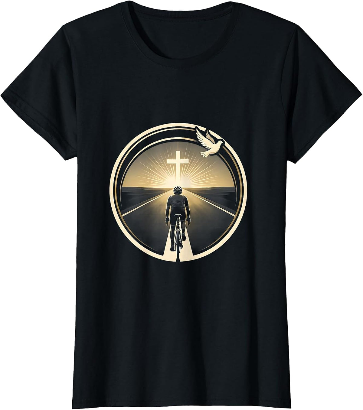 Women's Cyclist Silhouette Open Road Graphic T-Shirt - Black