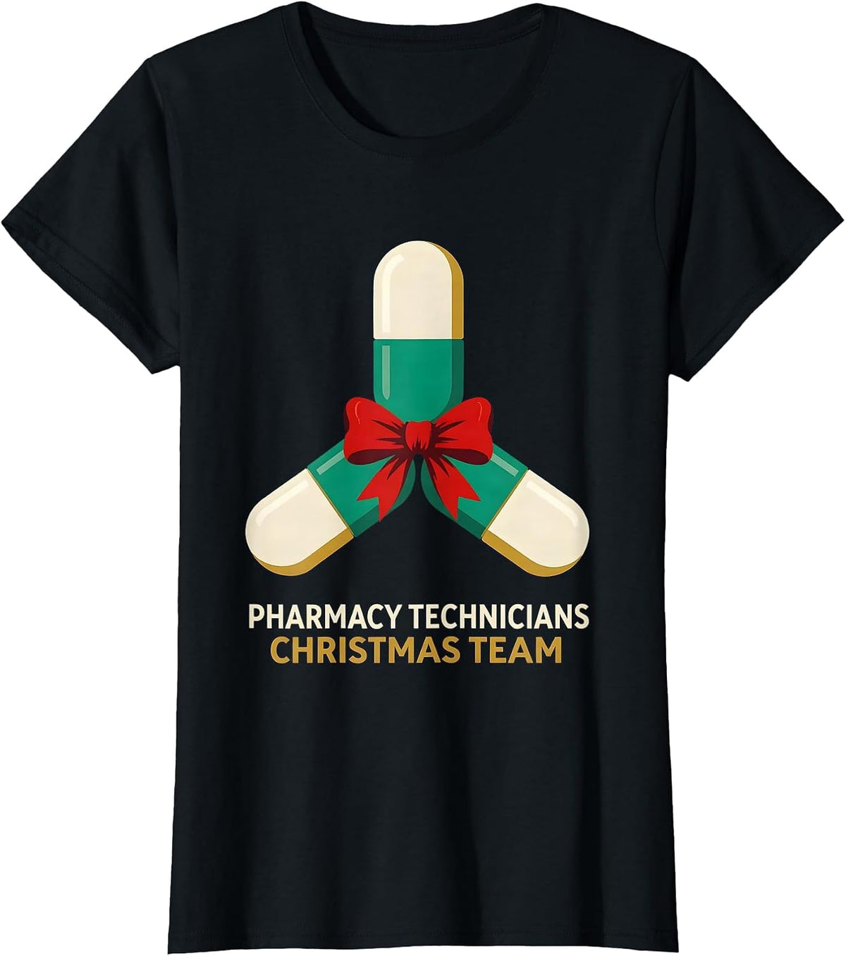 Women's Pharmacy Technicians Christmas Team Funny Pharmacy Squad T-Shirt - Black