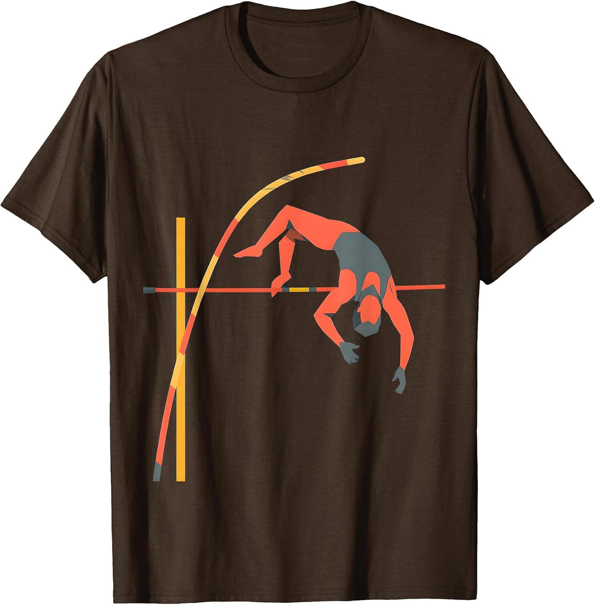 PE Teacher Pole Vault Athletic Graphic T-Shirt - Brown