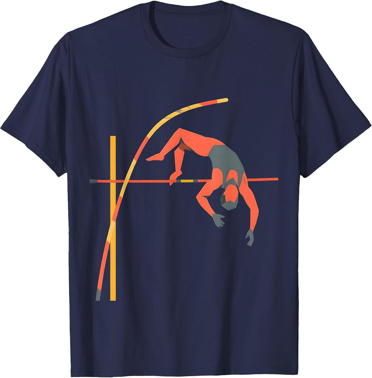 PE Teacher Pole Vault Athletic Graphic T-Shirt - Navy Blue