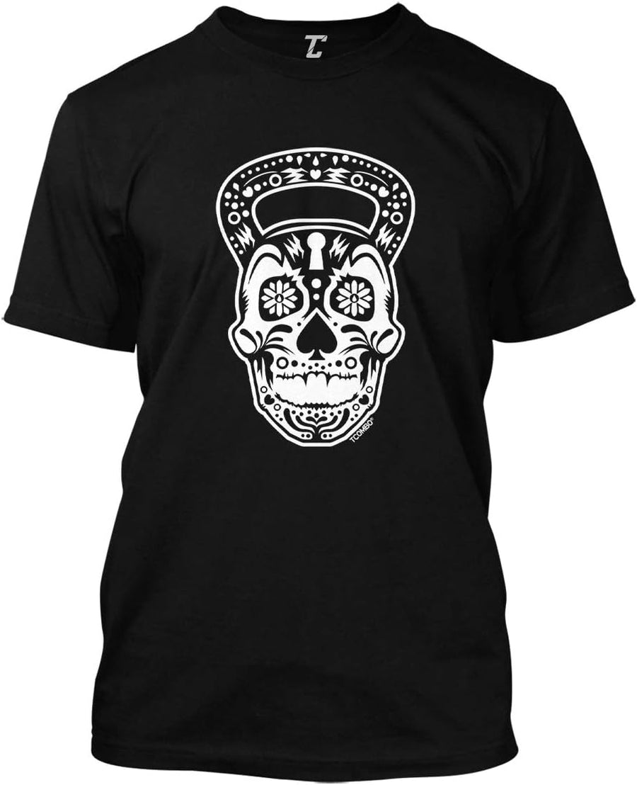 Tcombo Kettlebell Skull - Exercise Gym Workout Men's T-Shirt - Black