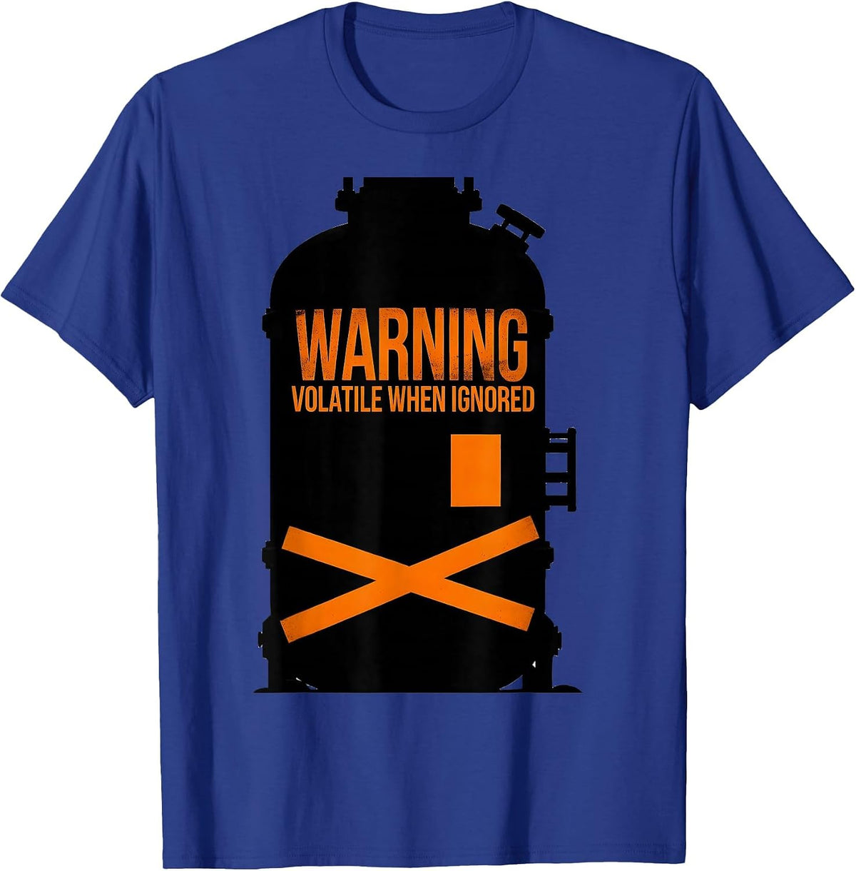 Men's Warning Volatile When Ignored Brutalist Chemistry Teacher T-Shirt - Royal Blue