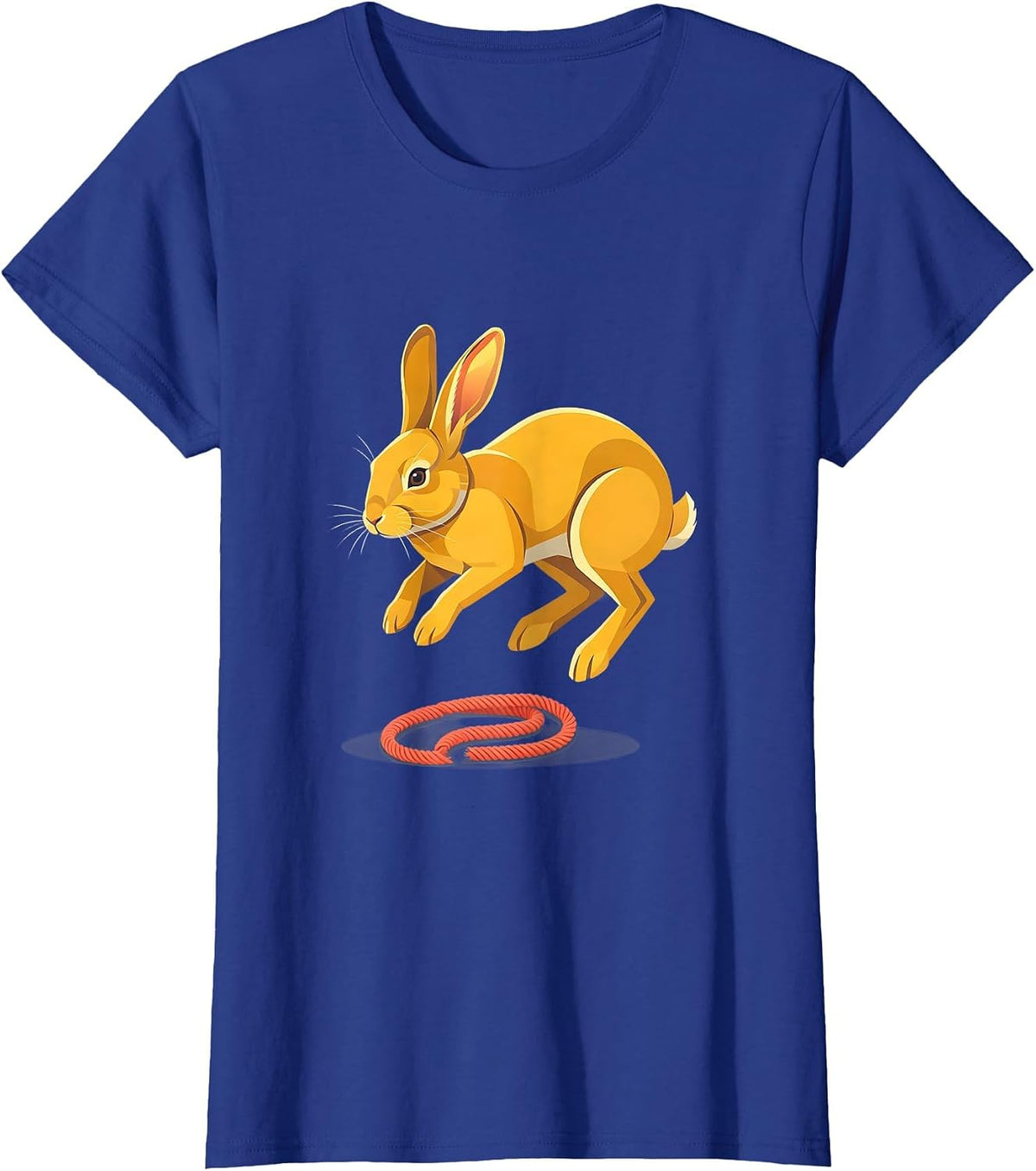 Women's Bunny Hop Flat Vector Rabbit Lover Gift T-Shirt - Royal Blue