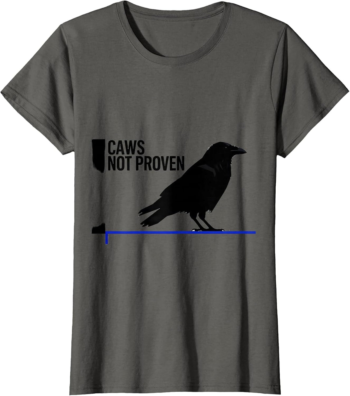 Women's Caws Not Proven Dark Humor Crow Lover Birding Pun T-Shirt - Asphalt Grey