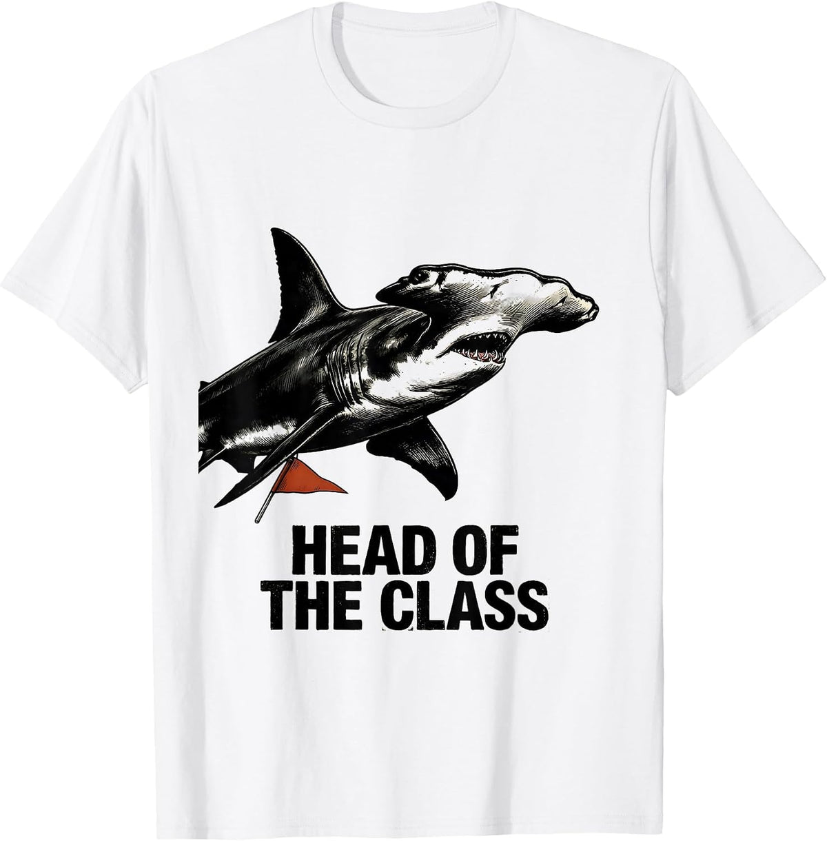 Men's Head Of The Class Funny Shark Lover Marine Biology Humor T-Shirt - White