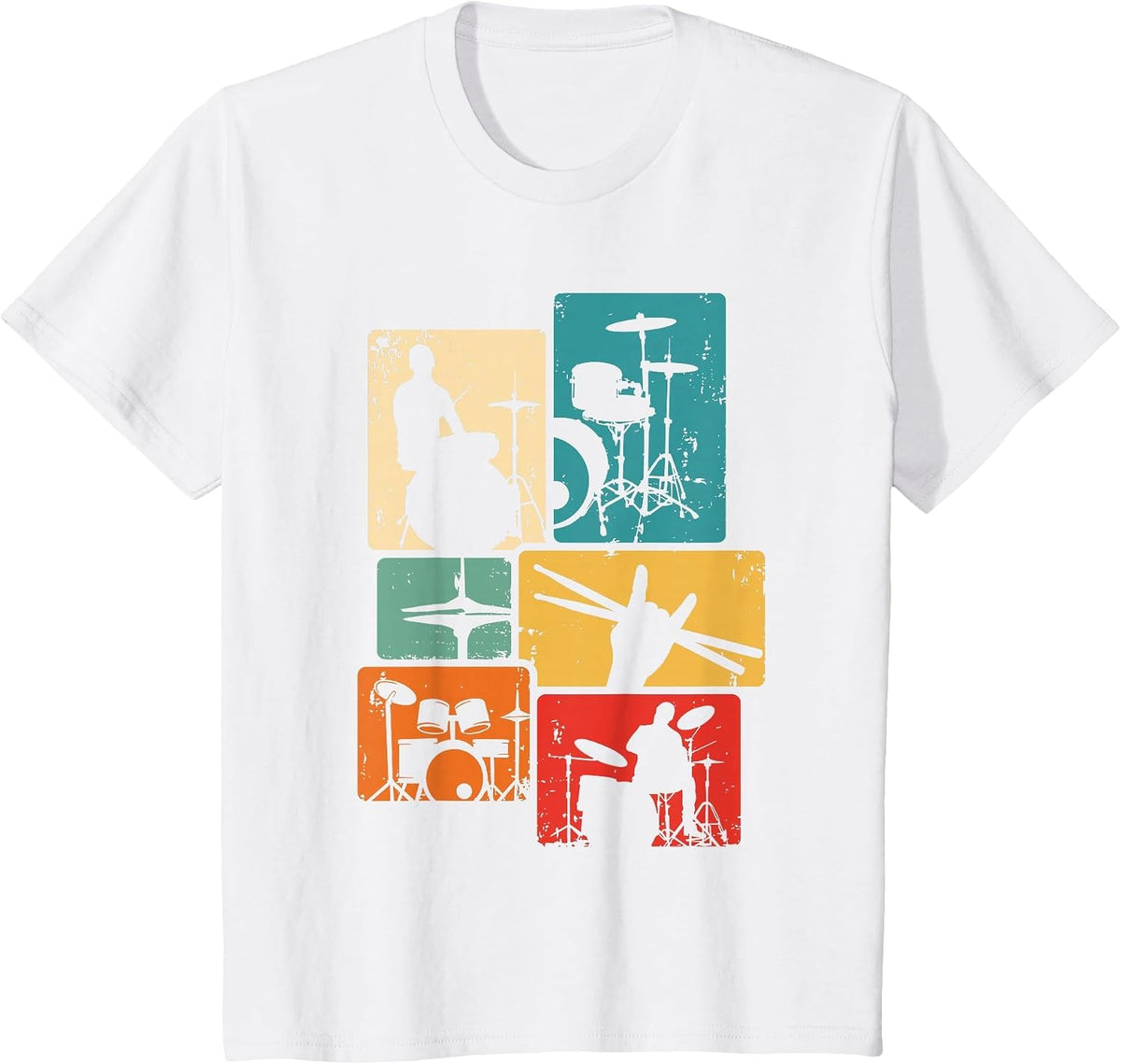Drum Player Rock Music Drumsticks Drumming Vintage Drummer T-Shirt - White