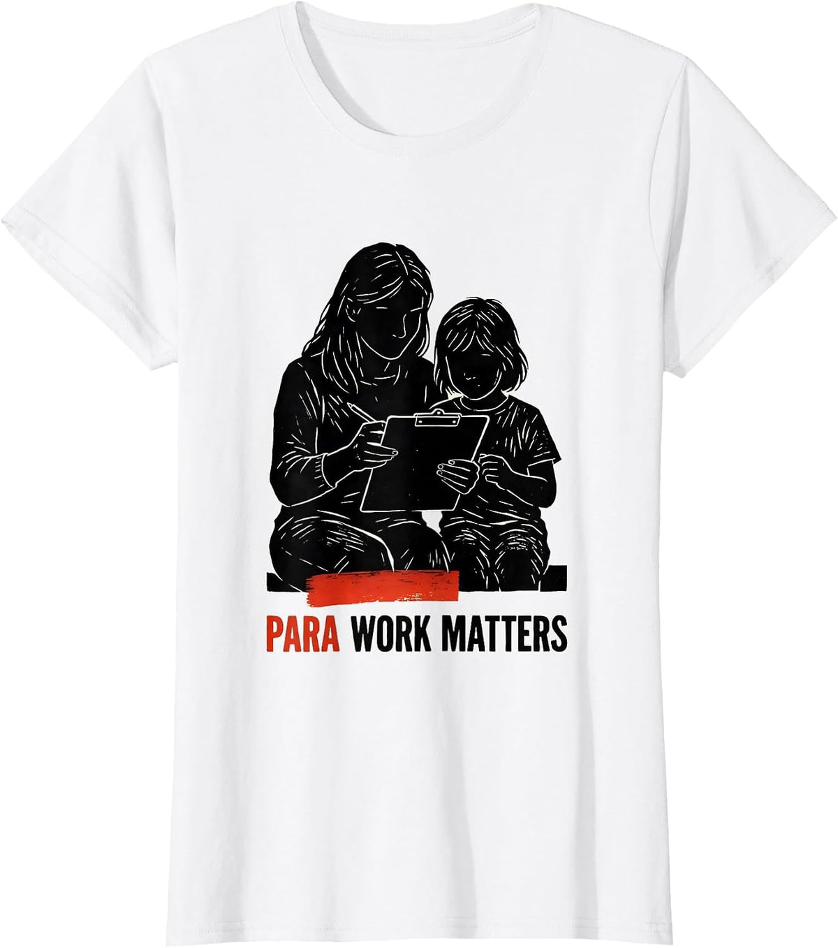 Para Work Matters Cute School Paraprofessional Teacher Staff T-Shirt - White