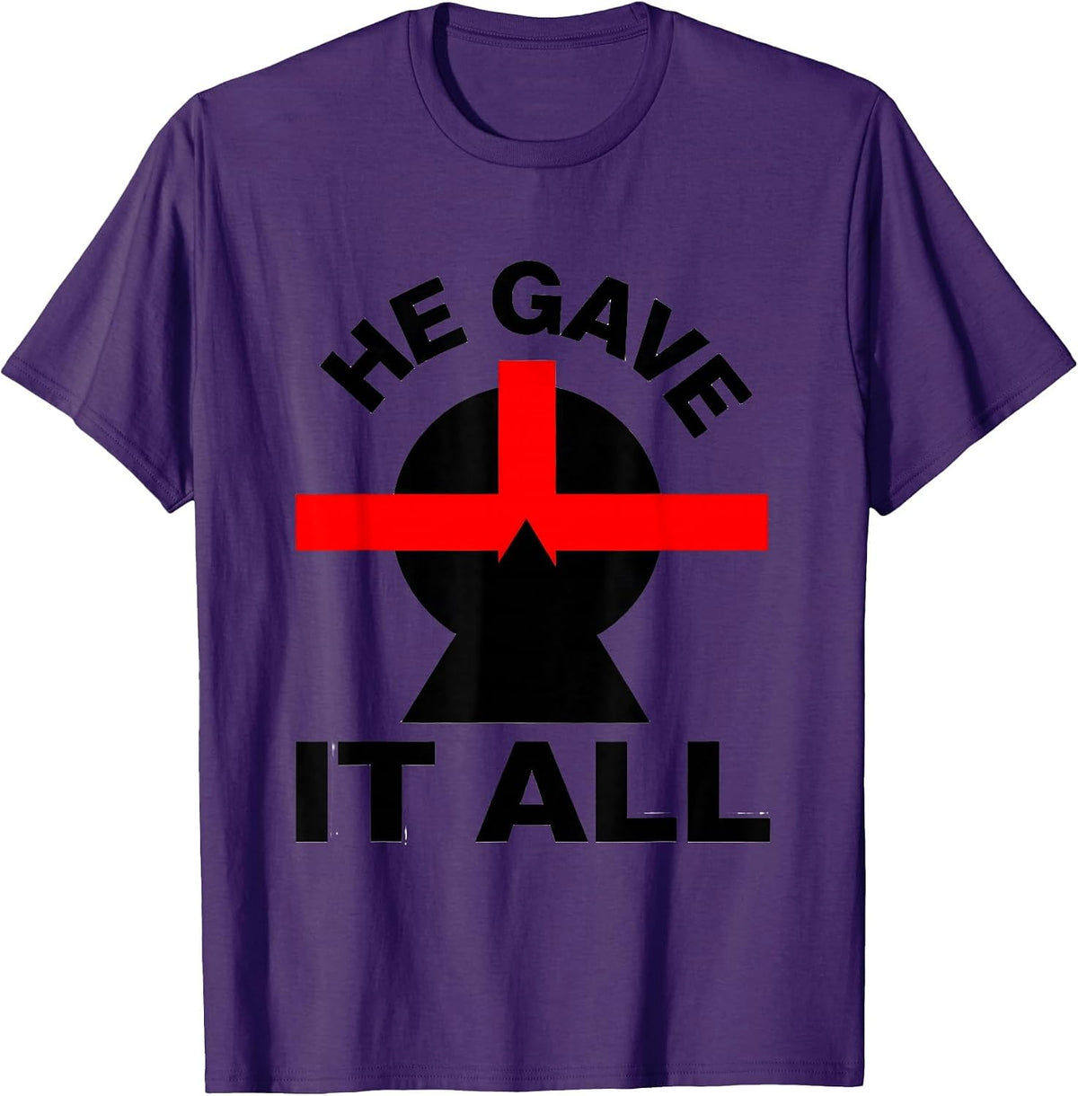 Men's He Gave It All Jesus Faith Christian Design T-Shirt - Purple