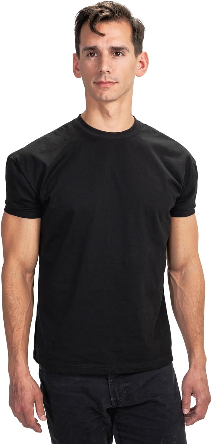 Men’s Structured Fit T-Shirt, Premium Combed Cotton Blend, Black - As Pictured