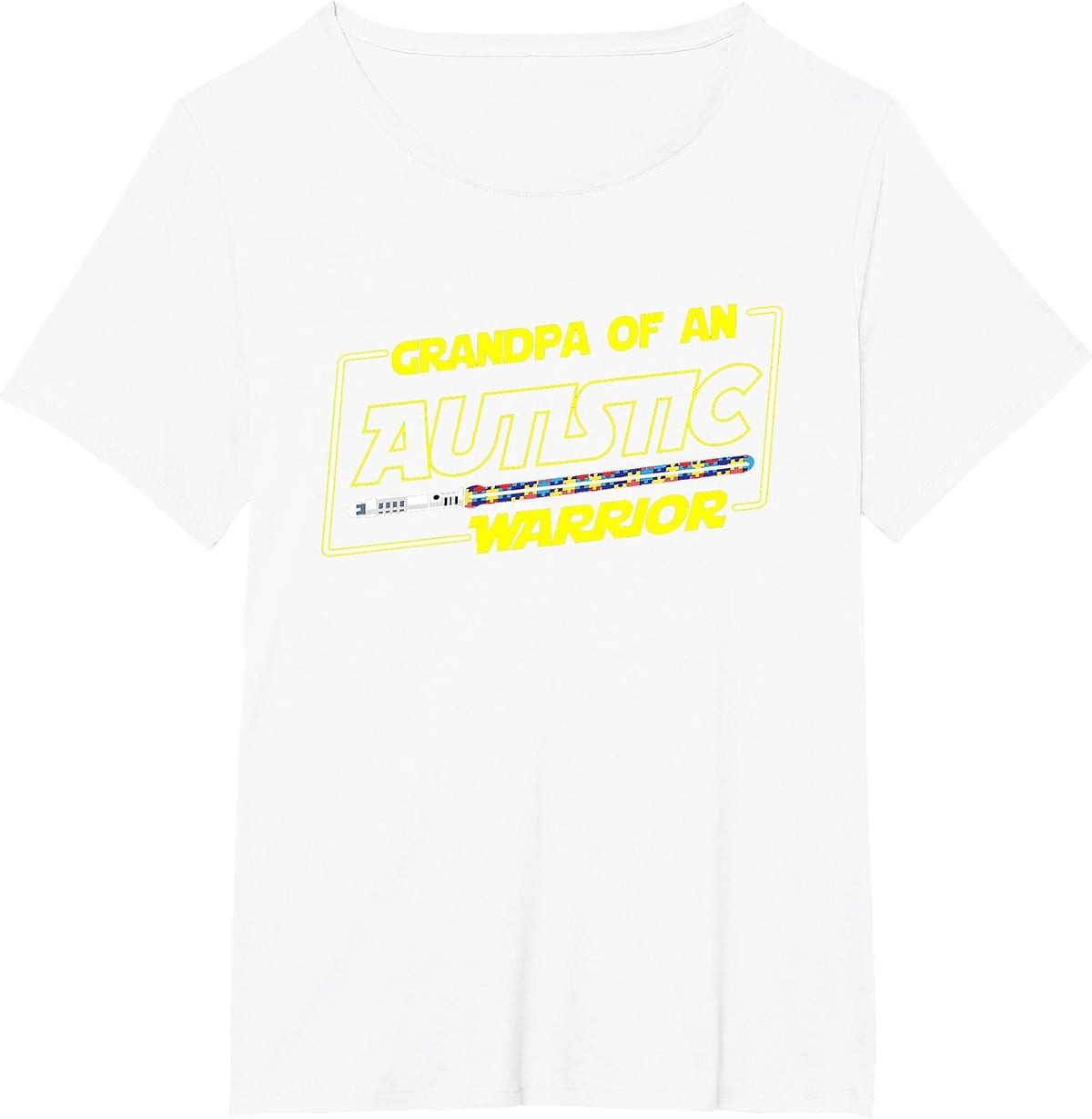 Autistic Autism Awareness Warrior Grandpa T Shirt Men Papa T-Shirt - White