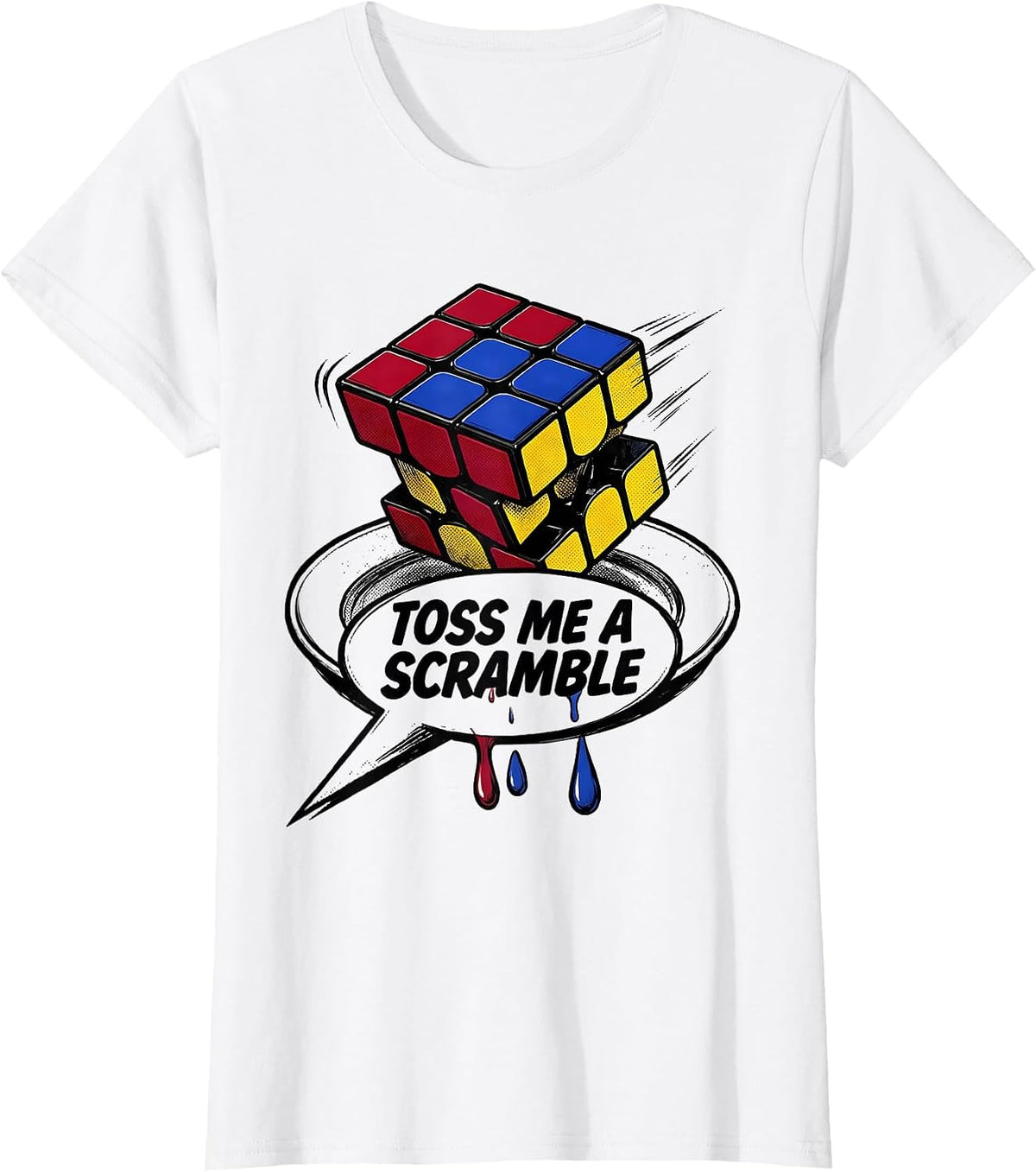 Toss Me A Scramble Funny Speed Cubing Puzzle Cube Humor T-Shirt - White