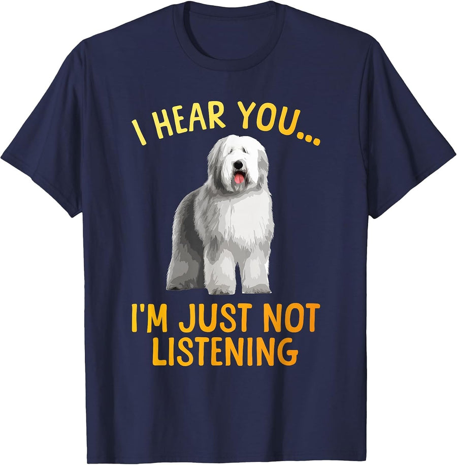 Funny Old English Sheepdog Art for Men Women Sheep Dog Lover T-Shirt - Navy Blue