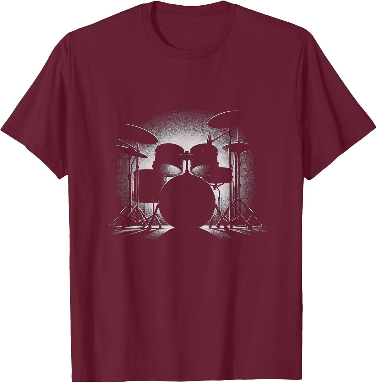 Vintage Drumset Drawing Art Drummer Design T-Shirt - Burgundy