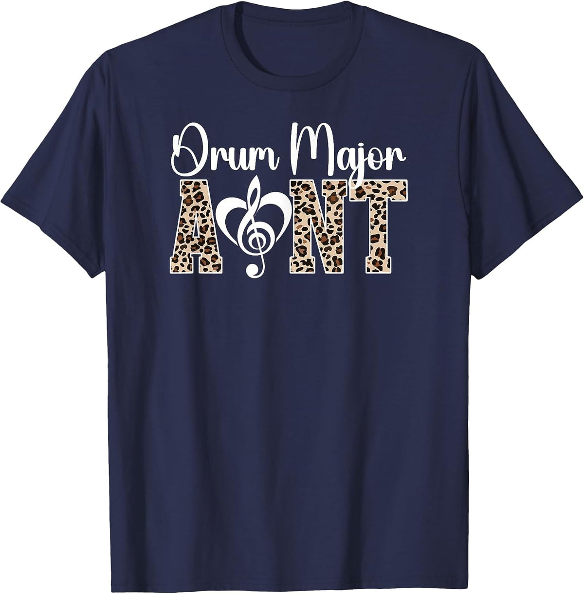 Drum Major Aunt of A Drum Major Auntie Leopard T-Shirt - Navy Blue