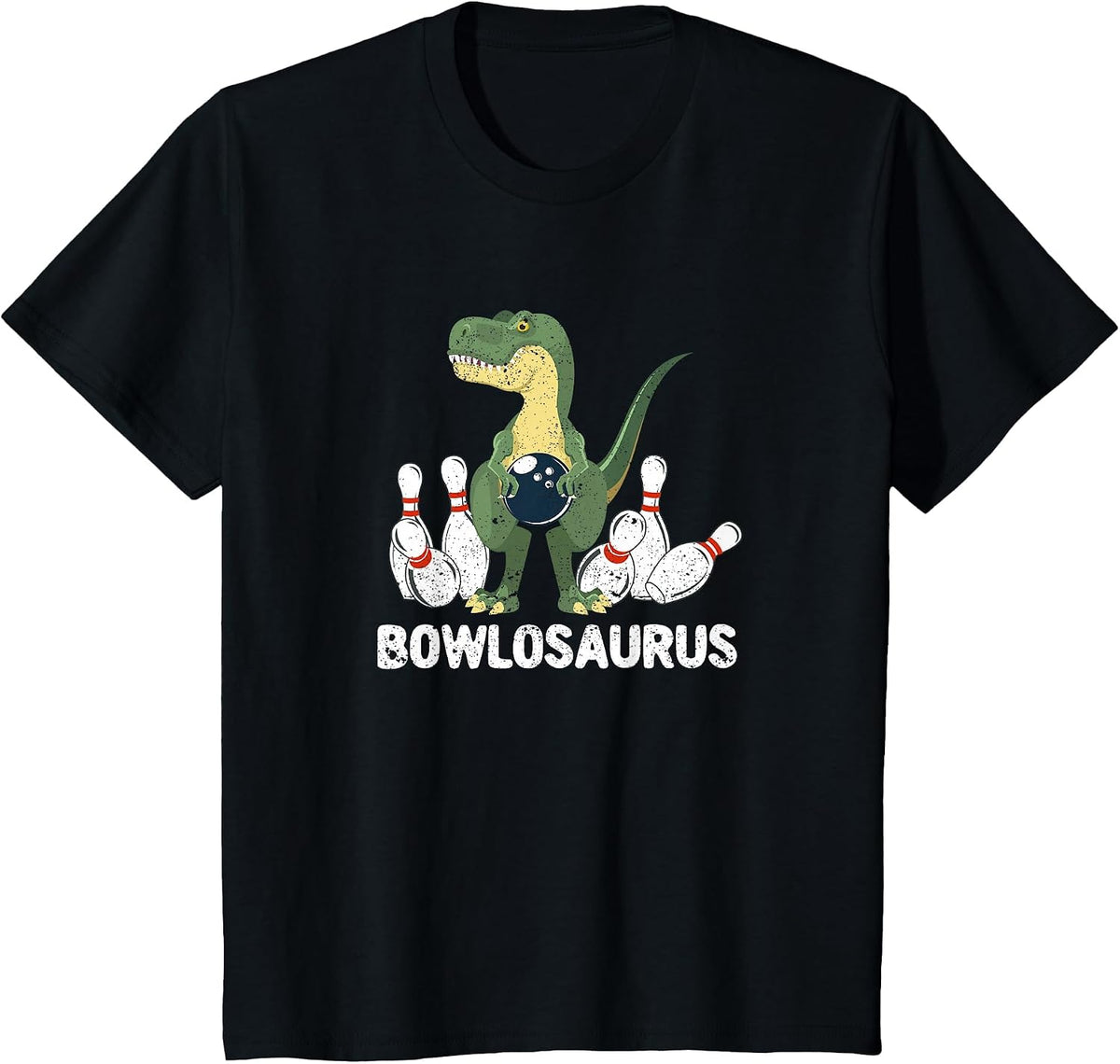 Funny Bowling Dinosaur Bowler Dino Bowl T-Rex Bowlosaurus T-Shirt - Black