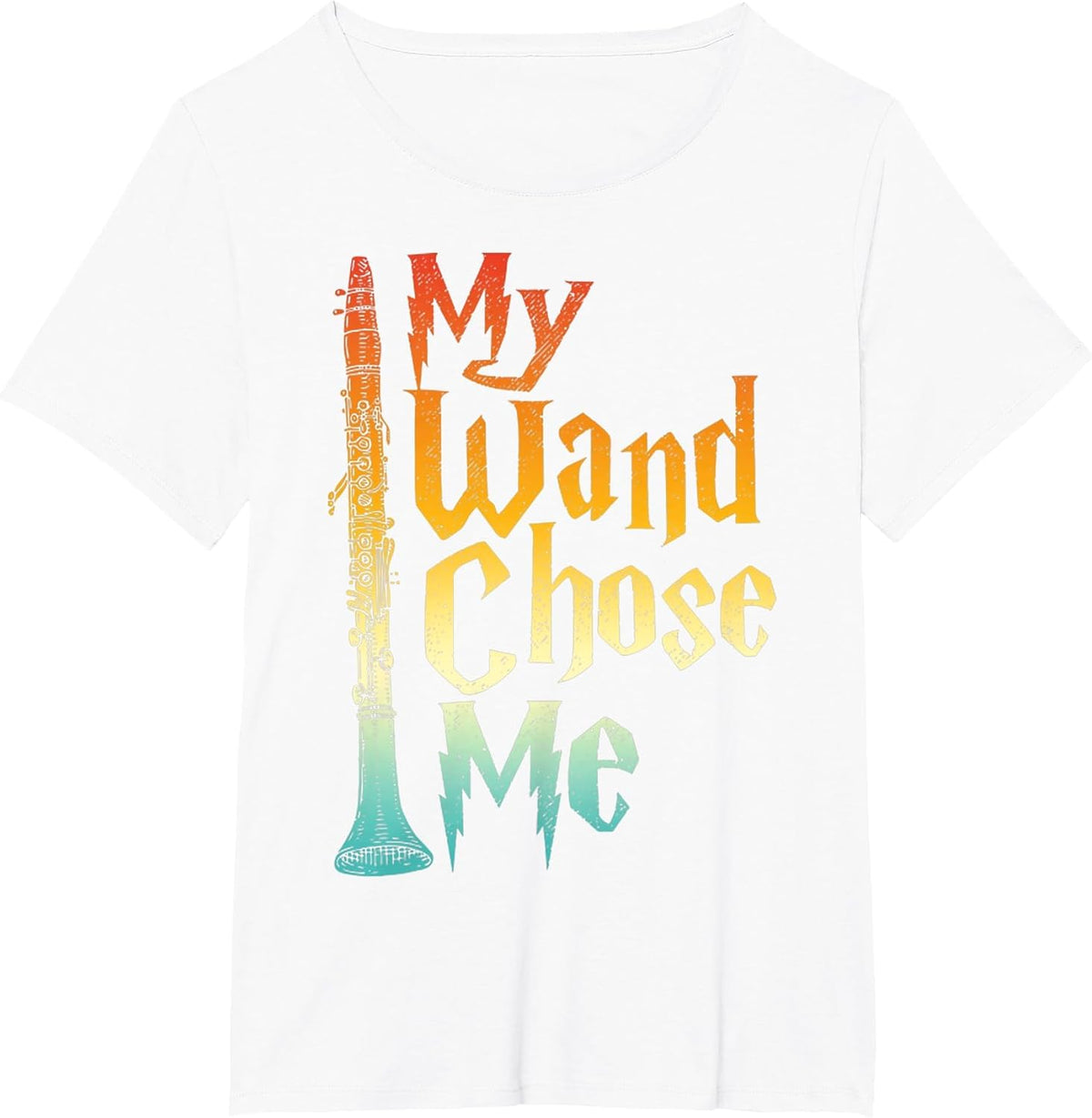 My Wand Chose Me Fun Clarinet Player Clarinetist Music Lover T-Shirt - White