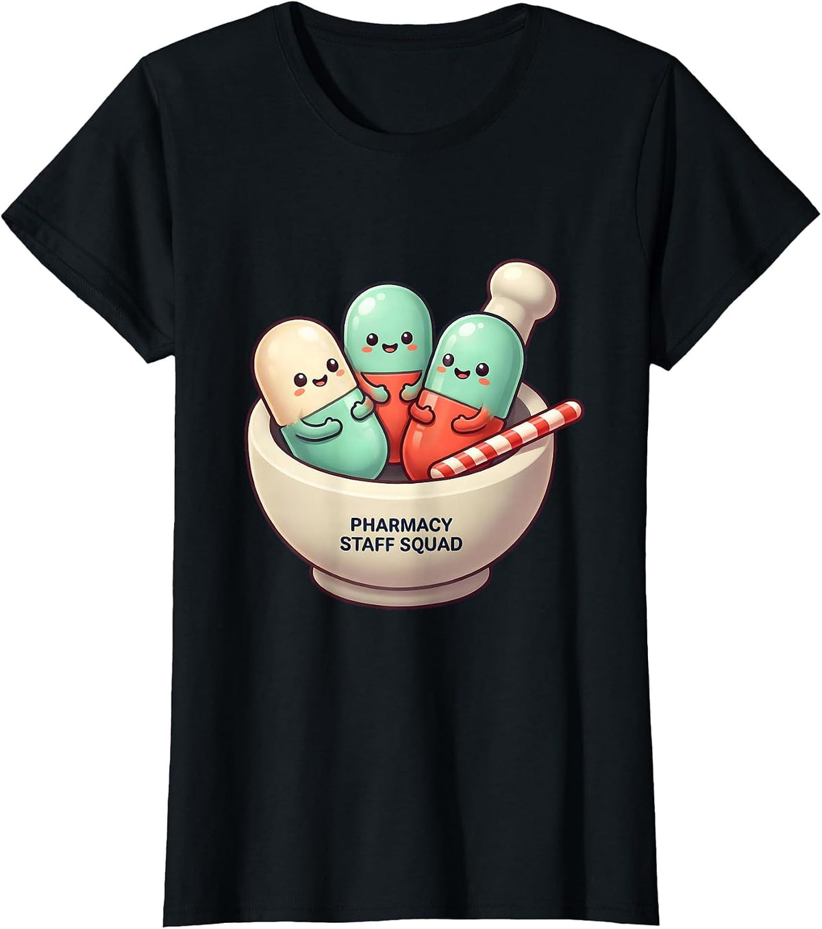 Pharmacy Staff Squad Cute Kawaii Pharmacy Technician T-Shirt - Black