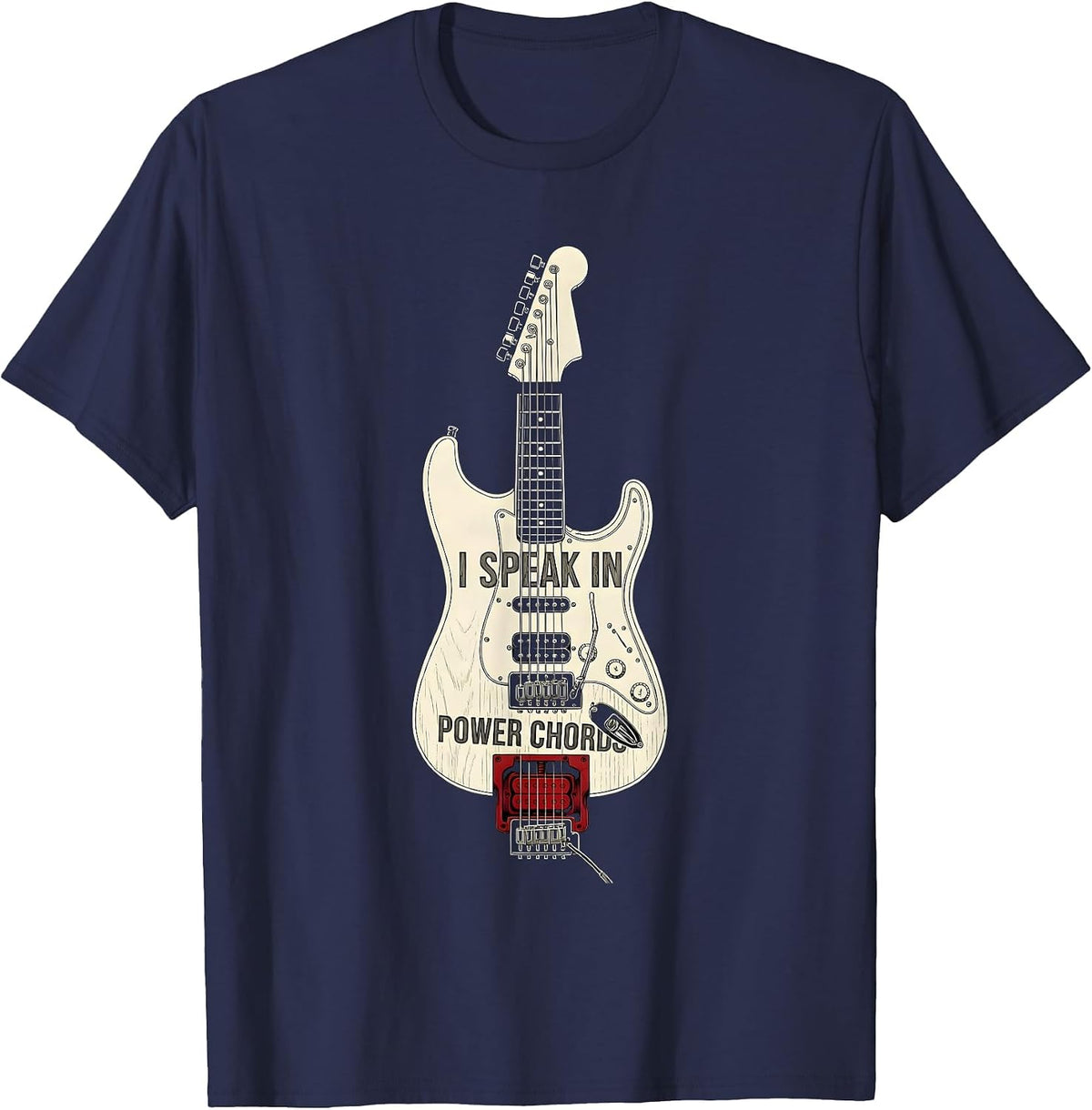 I Speak In Power Chords Metal Band Design T-Shirt - Navy Blue