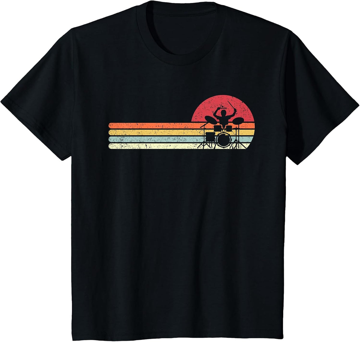 Drummer Shirt. Retro Style Drum Player T-Shirt T-Shirt - Black