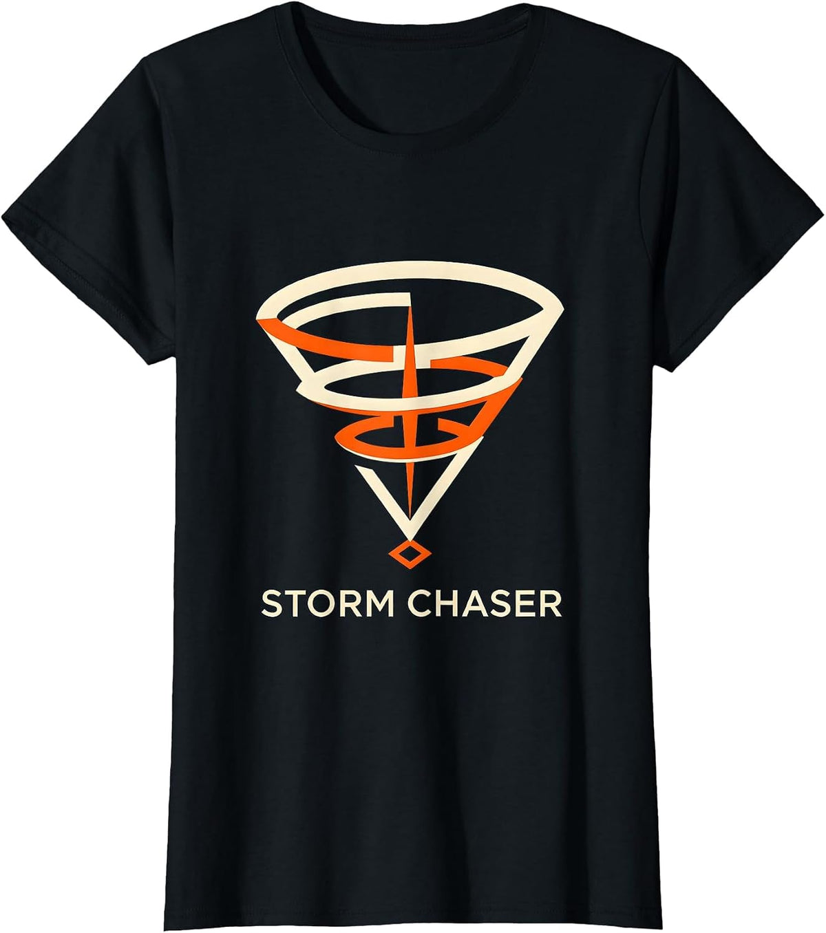 Women's Storm Chaser Minimalist Tornado Glyph Weather Enthusiast T-Shirt - Black