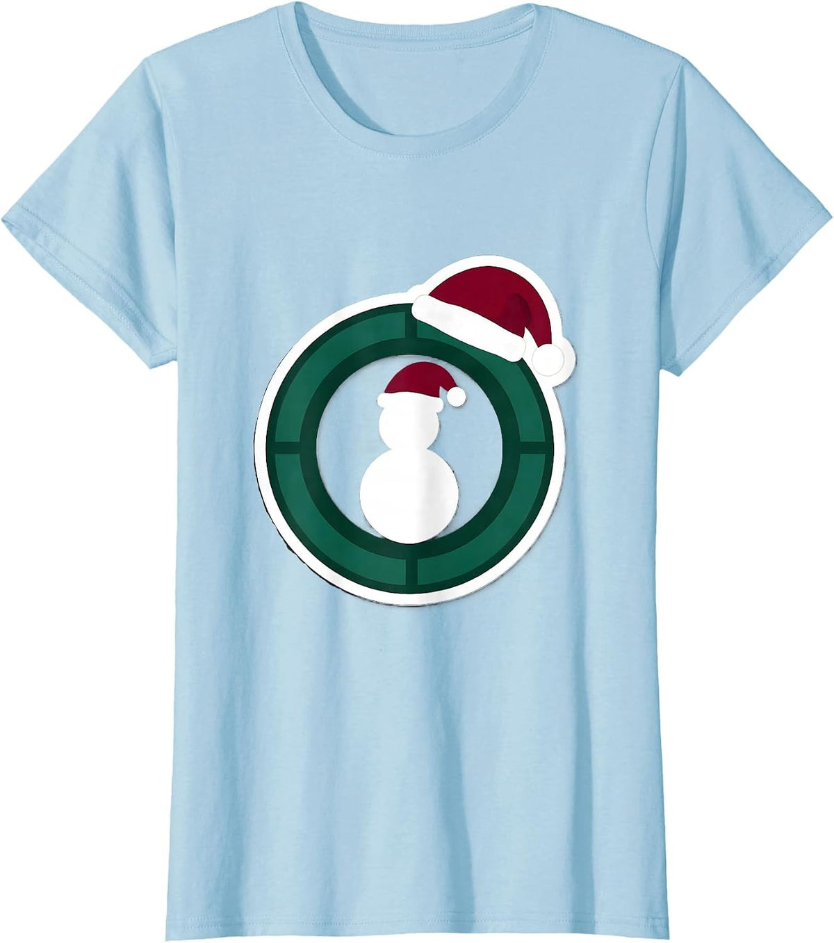 Women's MRI Bore Ring Snowman Radiology Tech Christmas Sticker T-Shirt - Baby Blue