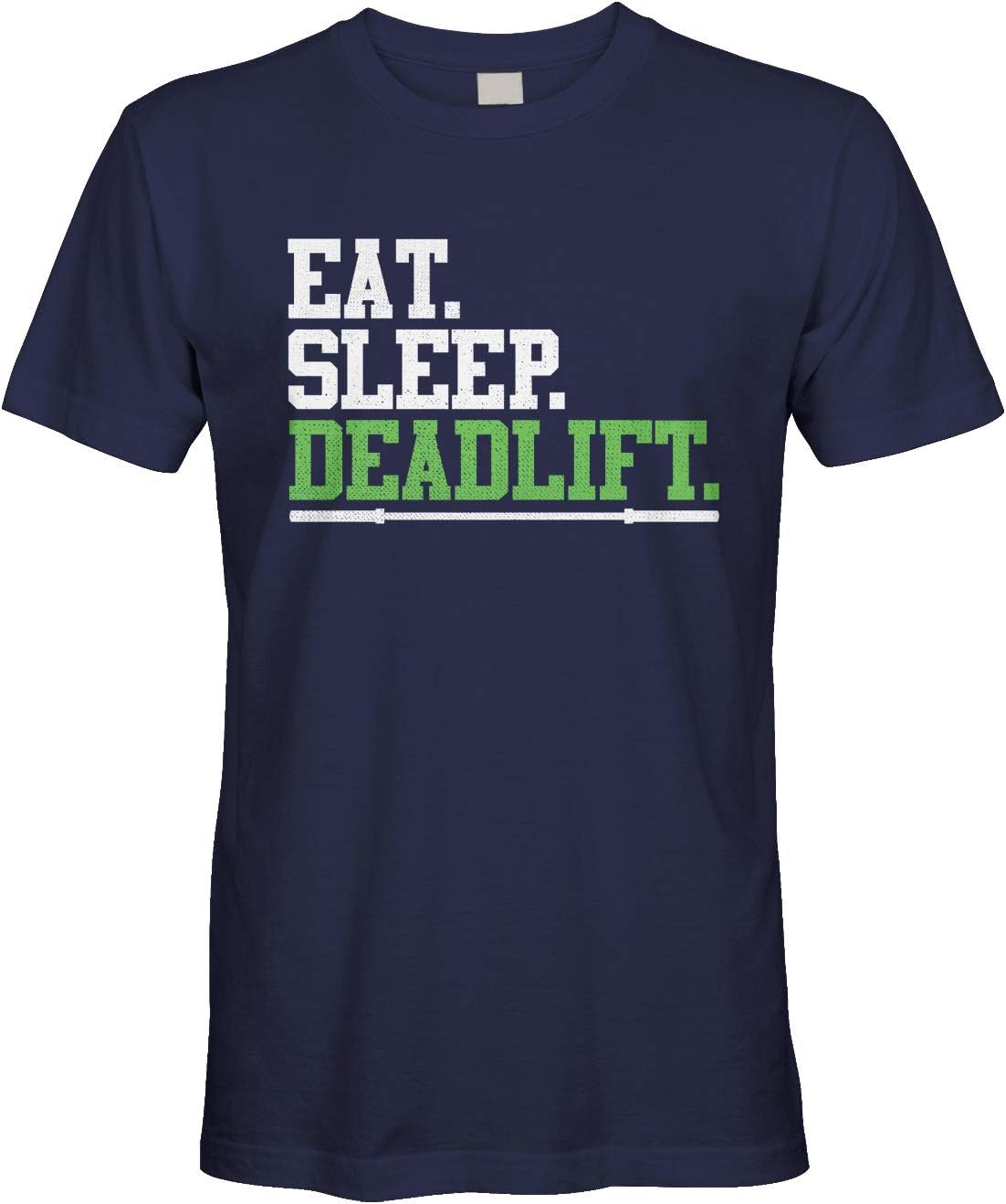 Men's Eat Sleep Deadlift, Funny Workout Gym T-Shirt - Navy Blue