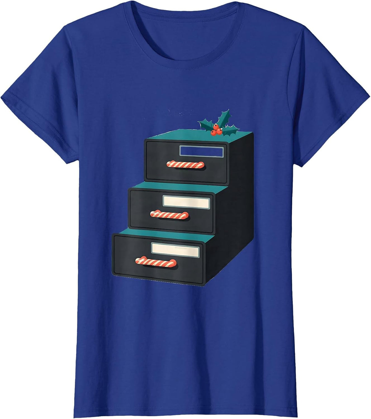 Women's Pharmacy Tech Squad Midcentury Modern Christmas T-Shirt - Royal Blue