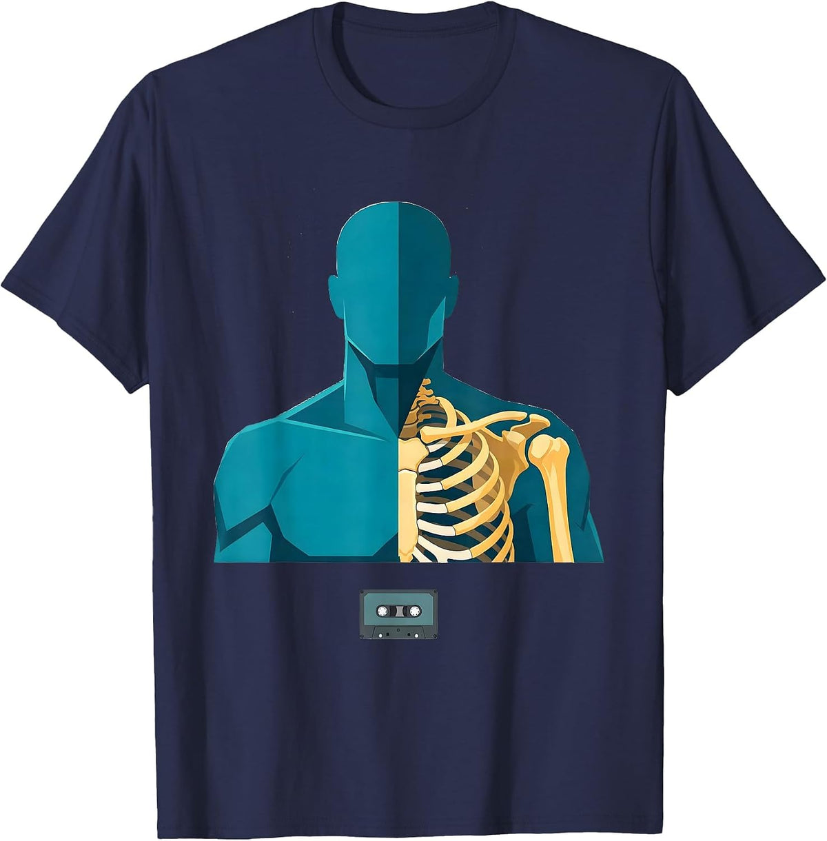Shoulder and Collarbone Bone Shape Radiology Tech Humor T-Shirt - Navy Blue