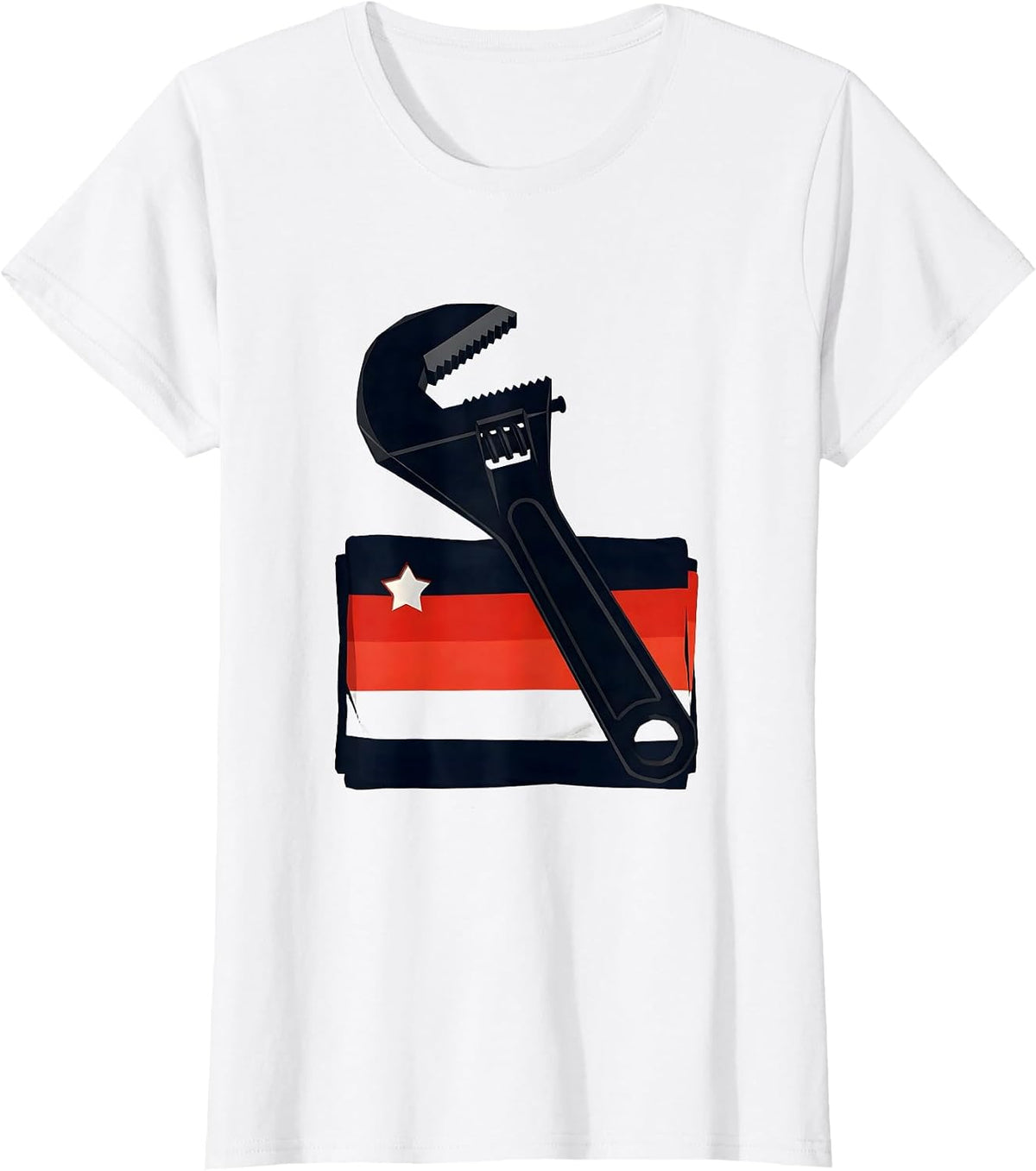 Faceted Pipe Wrench Labor Day Patriotic Union Pride T-Shirt - White