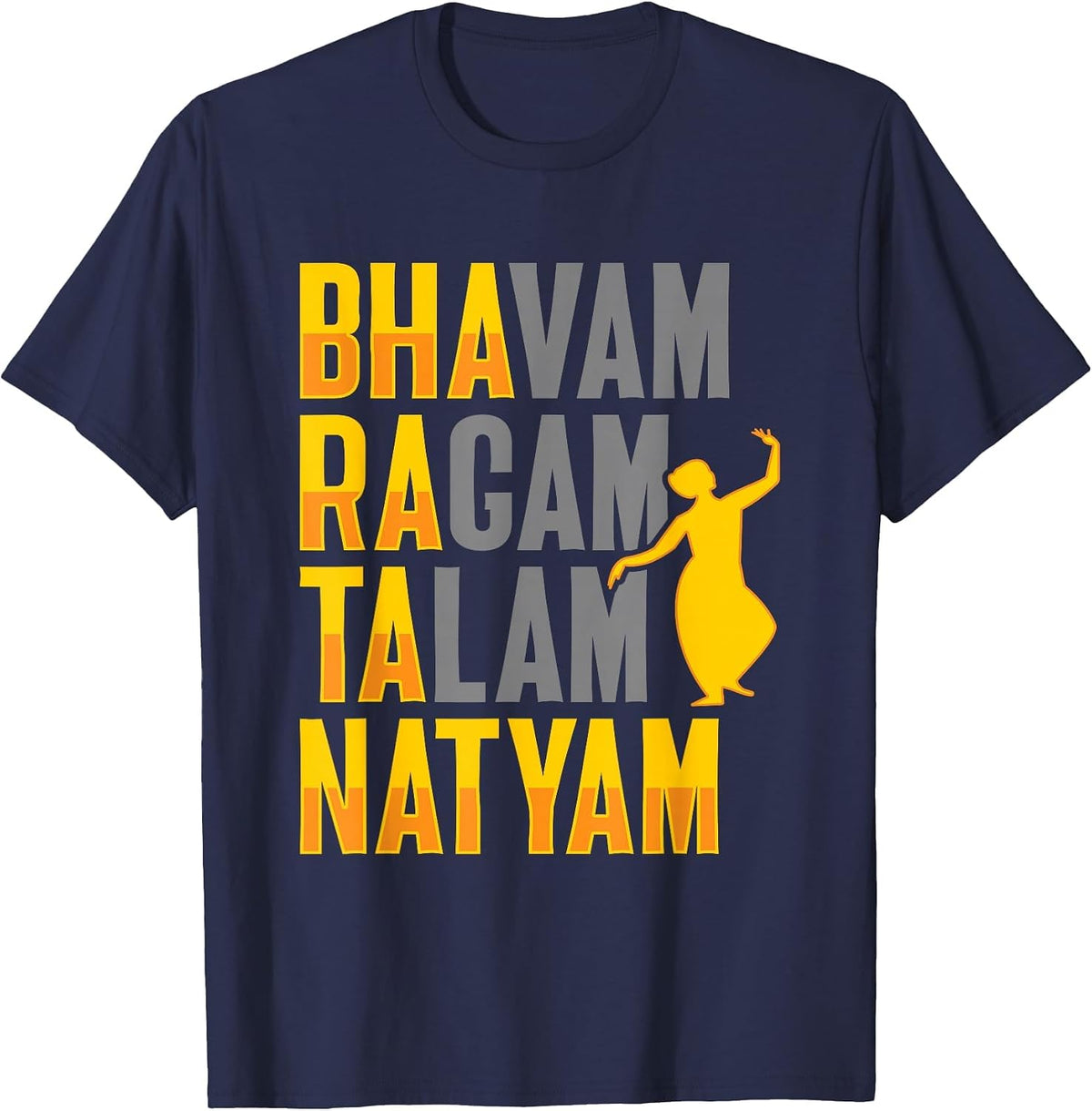 Bharatanatyam Design for a Bharatanatyam Dancer T-Shirt - Navy Blue