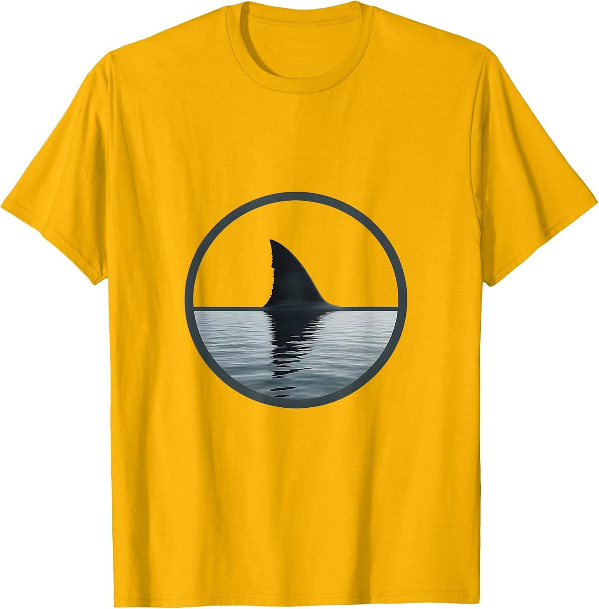 Shark Fin Cutting Through Calm Water T-Shirt - Golden Yellow