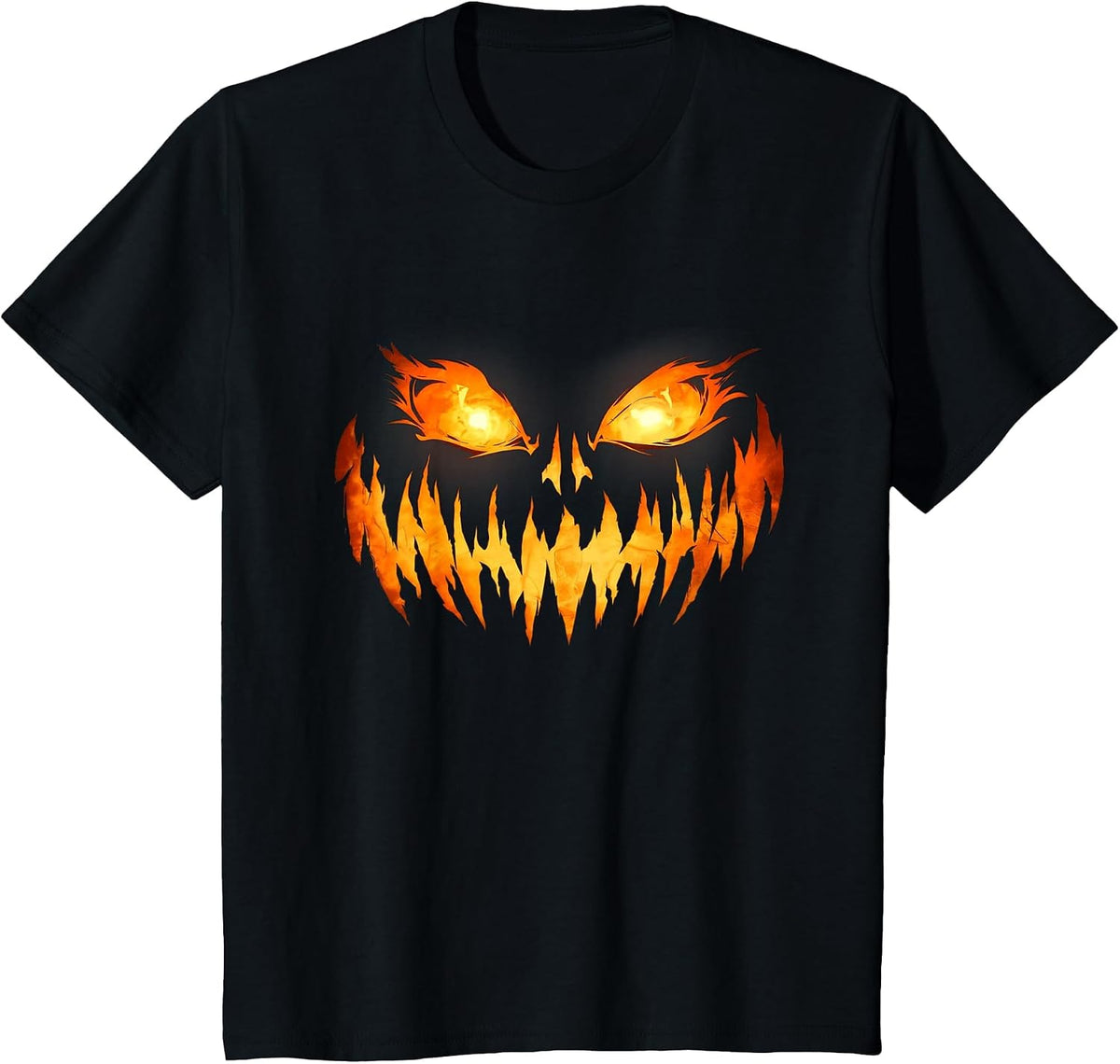 Scary Spooky Jack O Lantern Face Pumpkin Halloween Men Boys T-Shirt - Black
