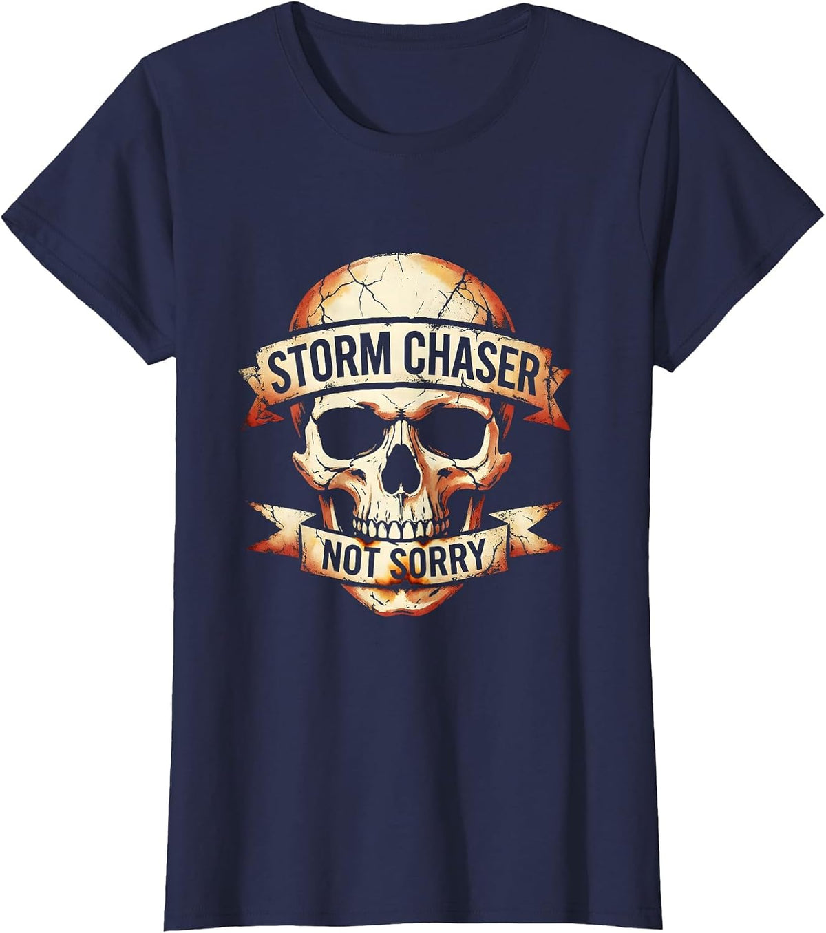 Women's Storm Chaser Not Sorry Pirate Design T-Shirt - Navy Blue