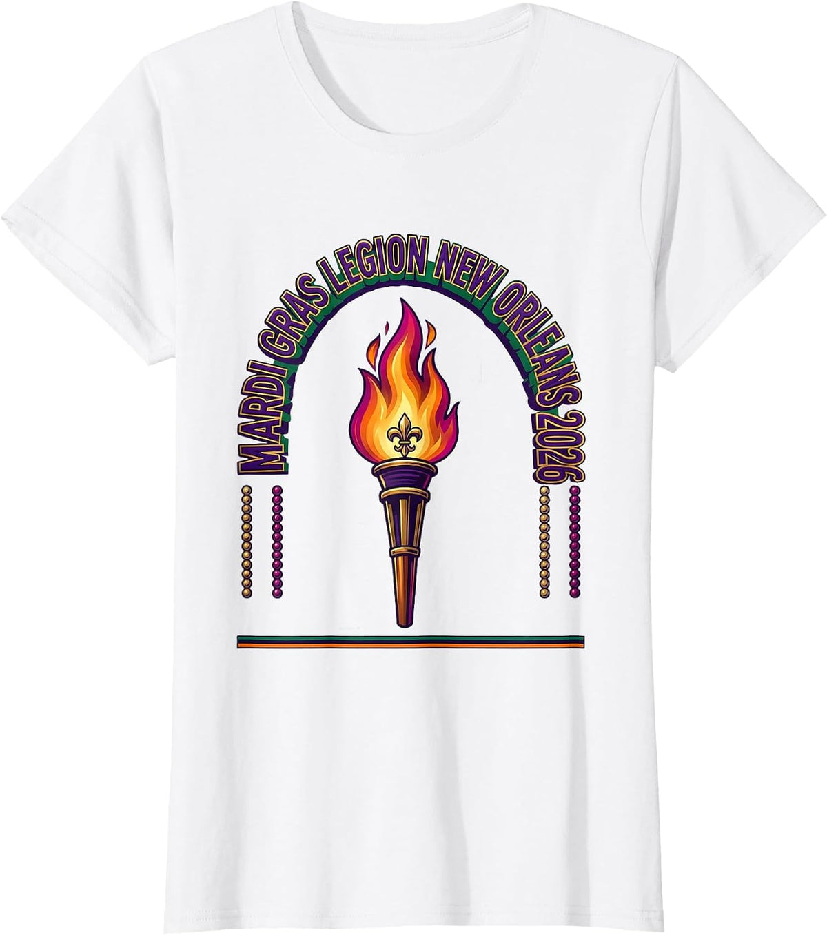 Mardi Gras Legion New Orleans 2026 Carnival Party Costume T-Shirt - White