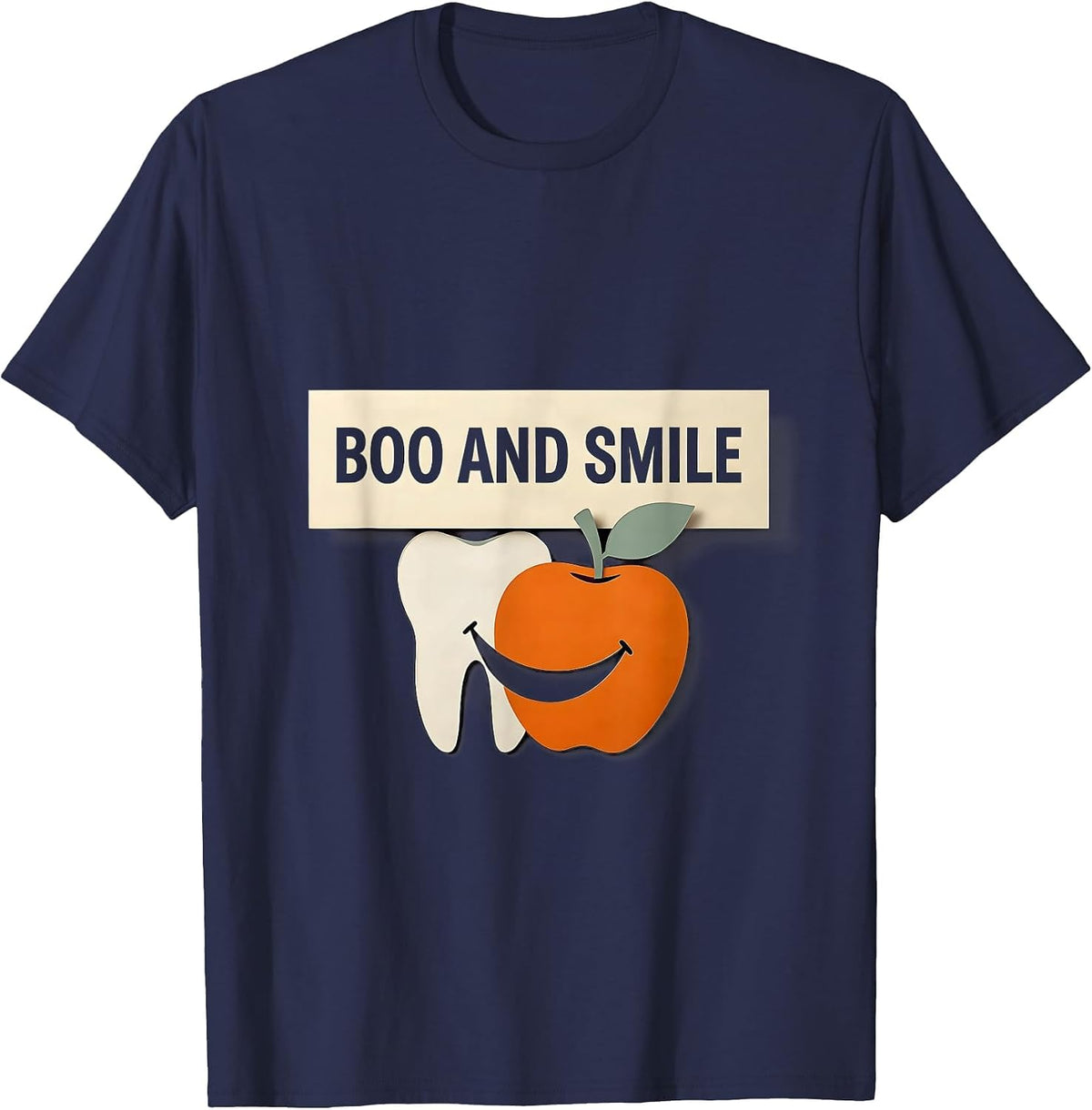 Men's Boo And Smile Funny Dental Hygienist Halloween Work T-Shirt - Navy Blue