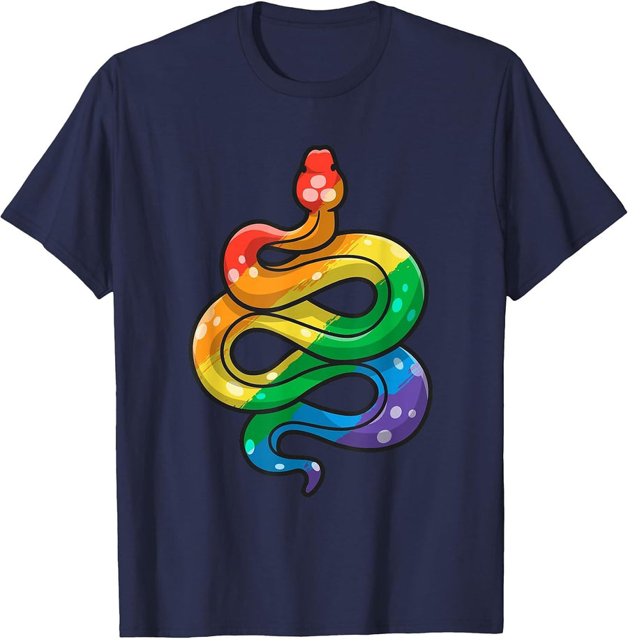 LGBT Pride Snake LGBTQ Flag Colors Gay Pride Stuff Reptile T-Shirt - Navy Blue
